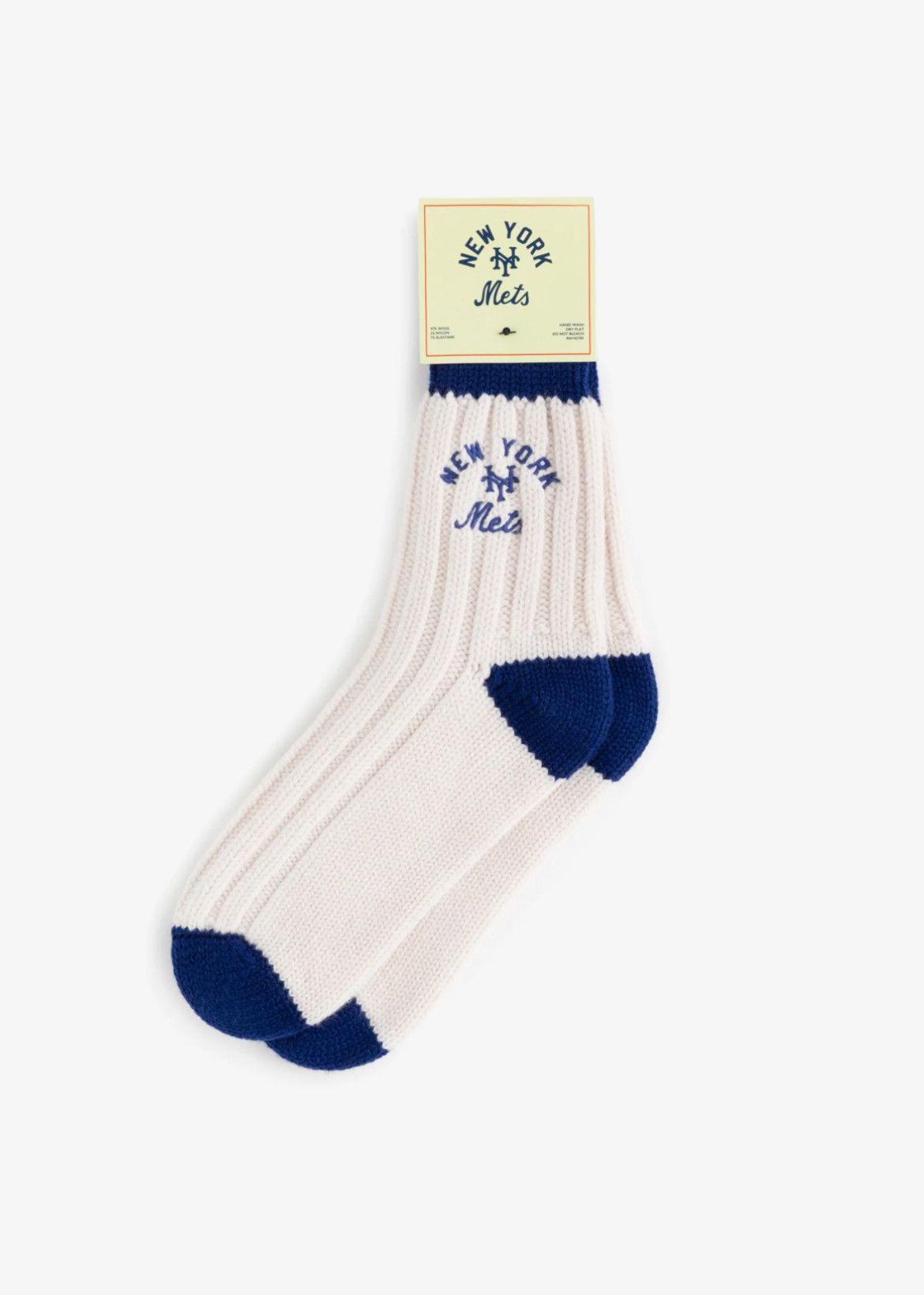 Aime Leon Dore ALD x New York Mets Embroidered Logo Socks in Cream & Blue Size ONE SIZE - 3 Thumbnail