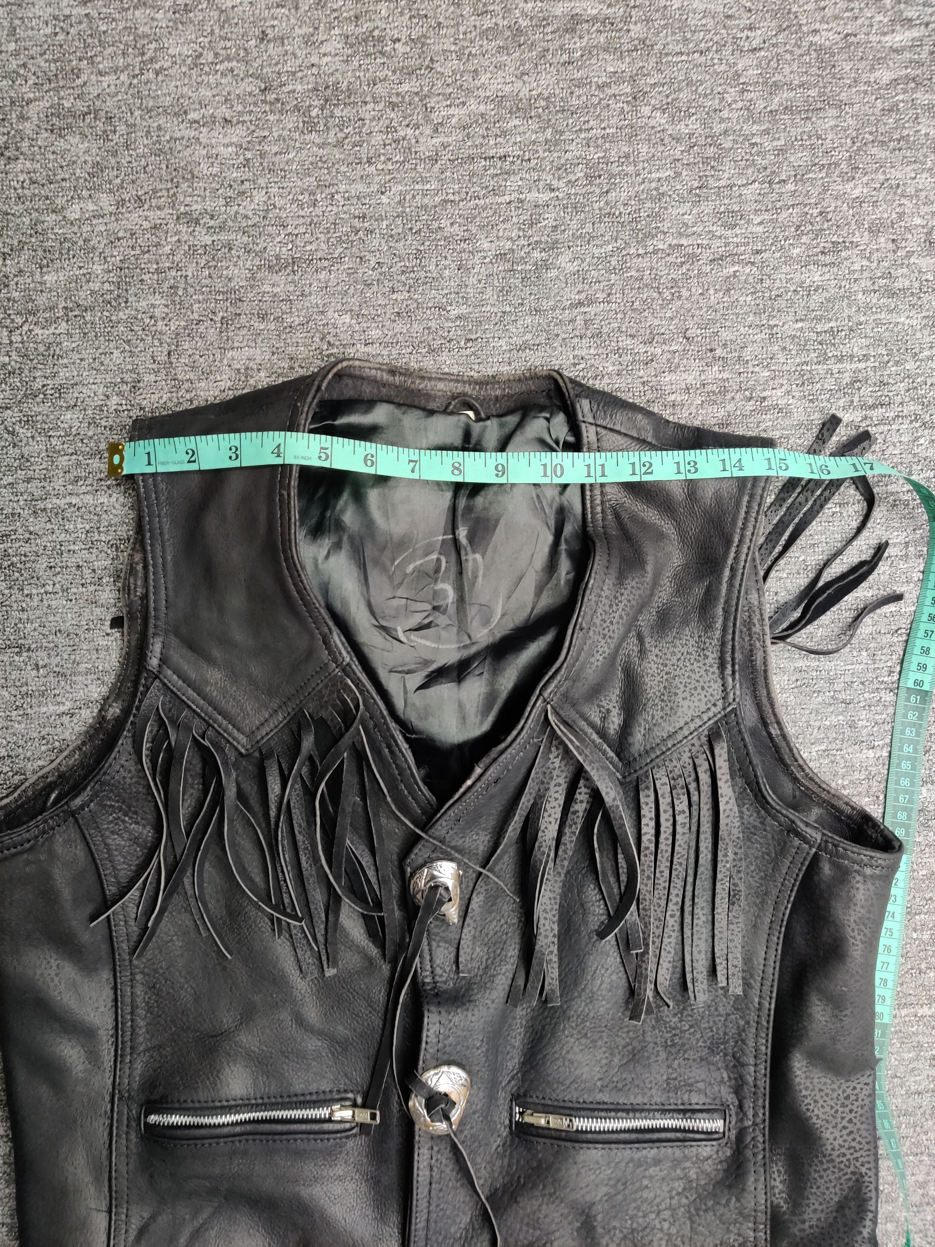 Leather Vintage Echtes Leder Leather Fringe Motorcycle Vest Size US M / EU 48-50 / 2 - 12 Thumbnail