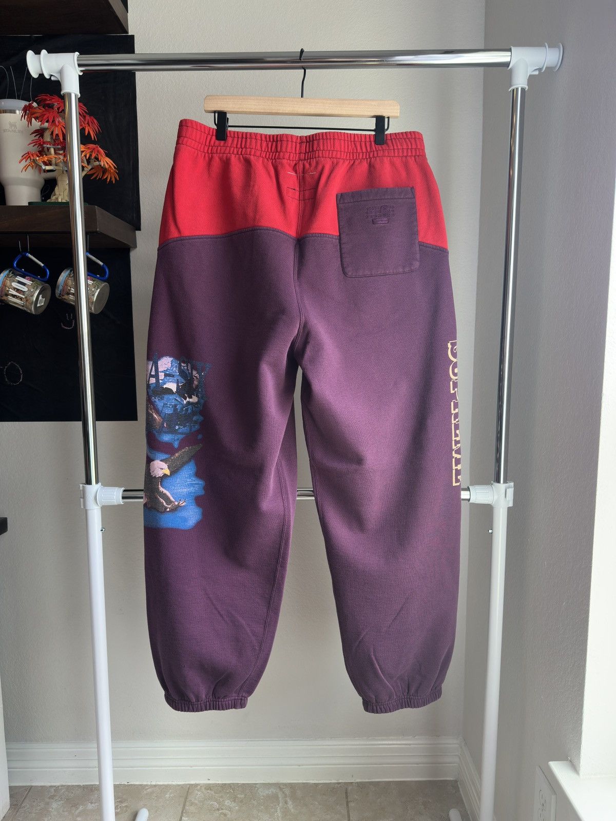 Maison Margiela × Supreme Supreme x MM6 Maison Margiela Eagle Sweatpants Purple Red Size US 36 / EU 52 - 2 Thumbnail