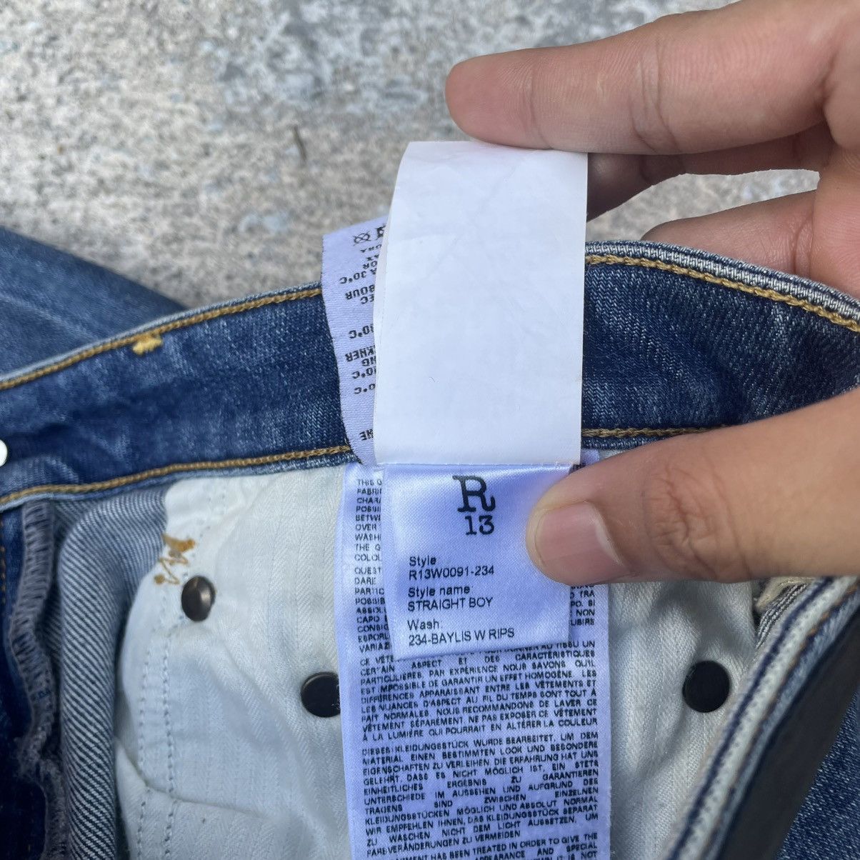 R13 Authentic R13 Boy Straight Size 26 Baylis W Rips Denim Jeans Size 26" / US 2 / IT 38 - 13 Thumbnail