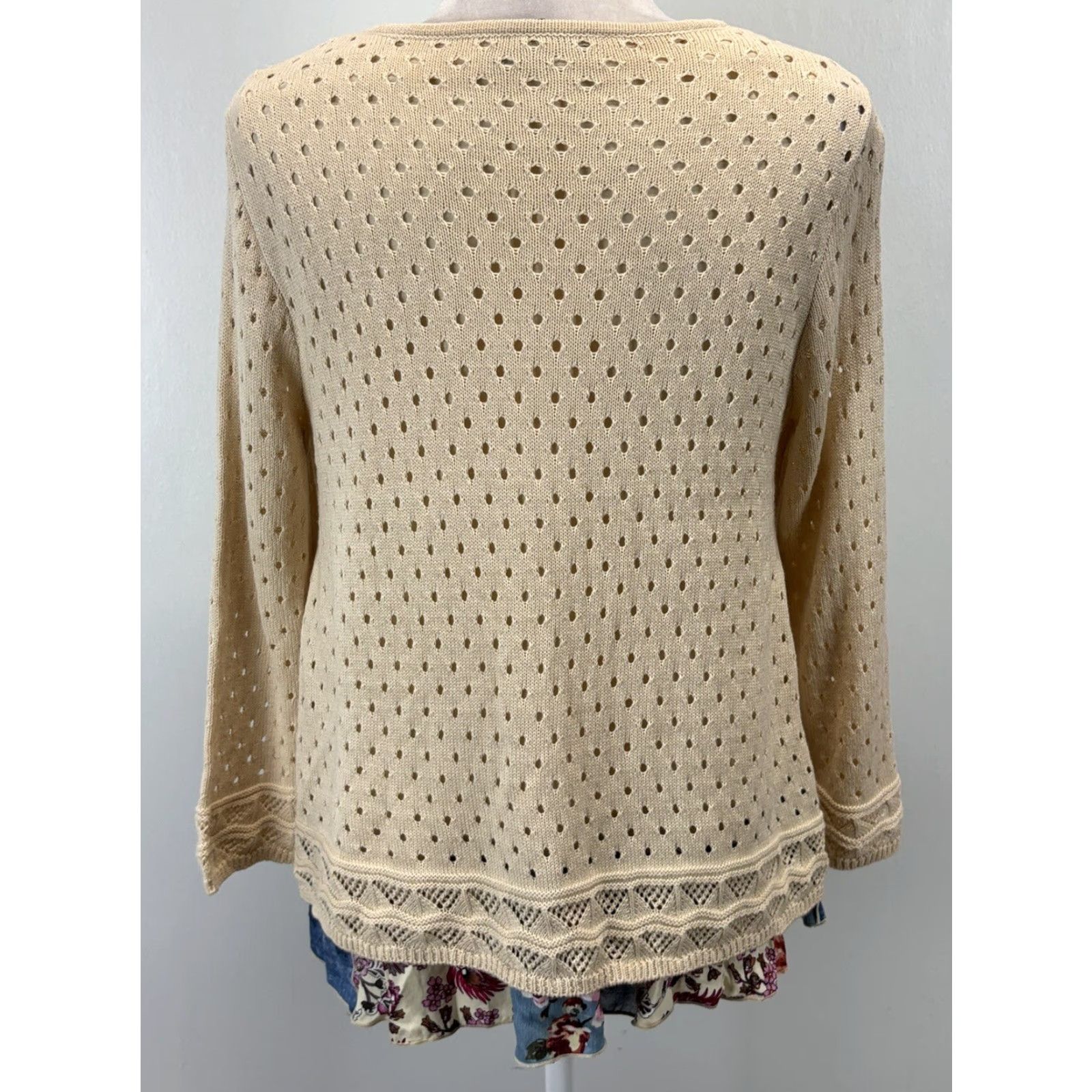 Vintage John Mark Women's Sweater Small Ivory Knit Crew Neck Pullover Cotton Blend Size S / US 4 / IT 40 - 3 Thumbnail