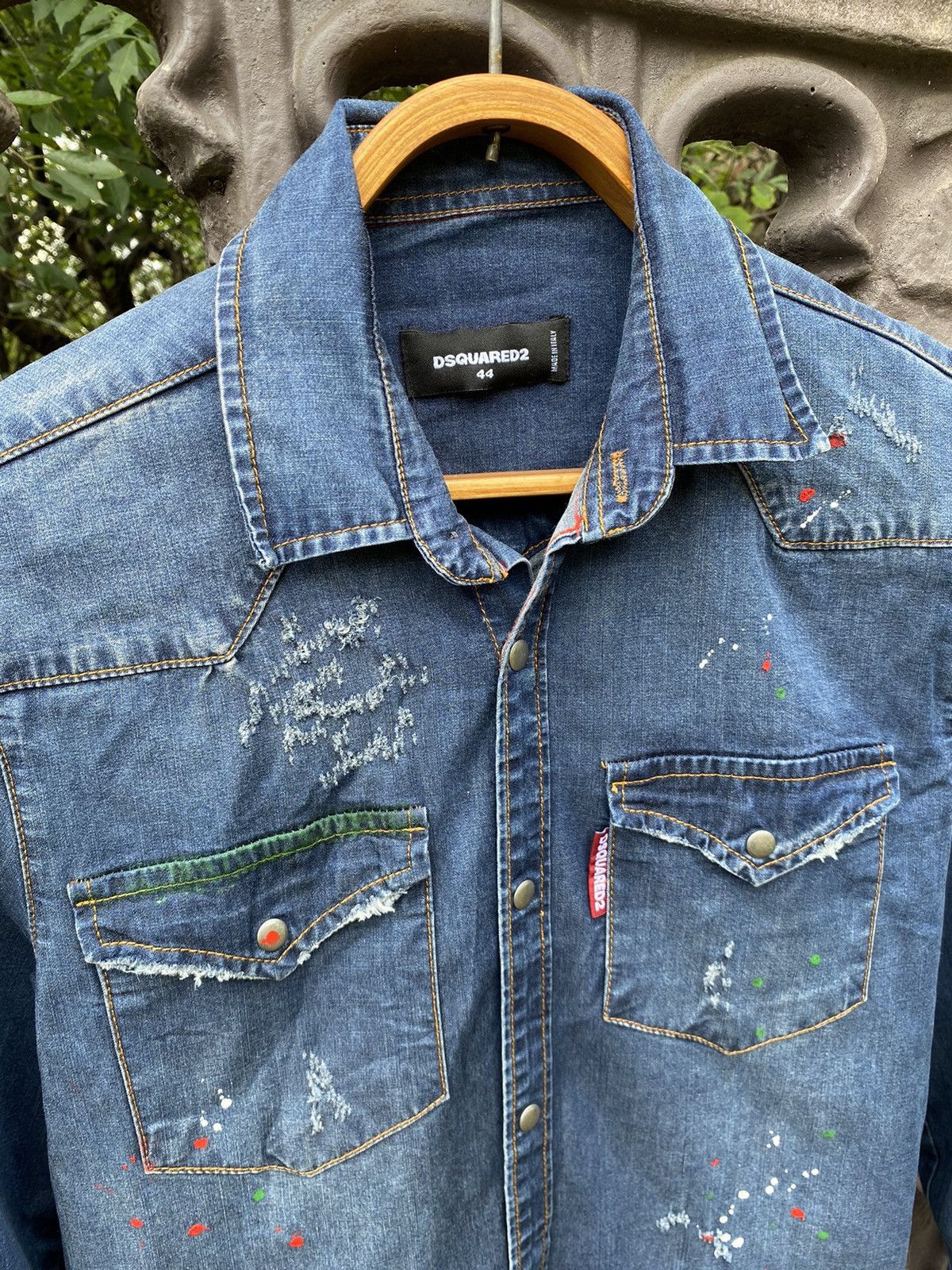 Dsquared2 × Vintage DSquared2 Distressed Denim Shirt Size US S / EU 44-46 / 1 - 5 Thumbnail