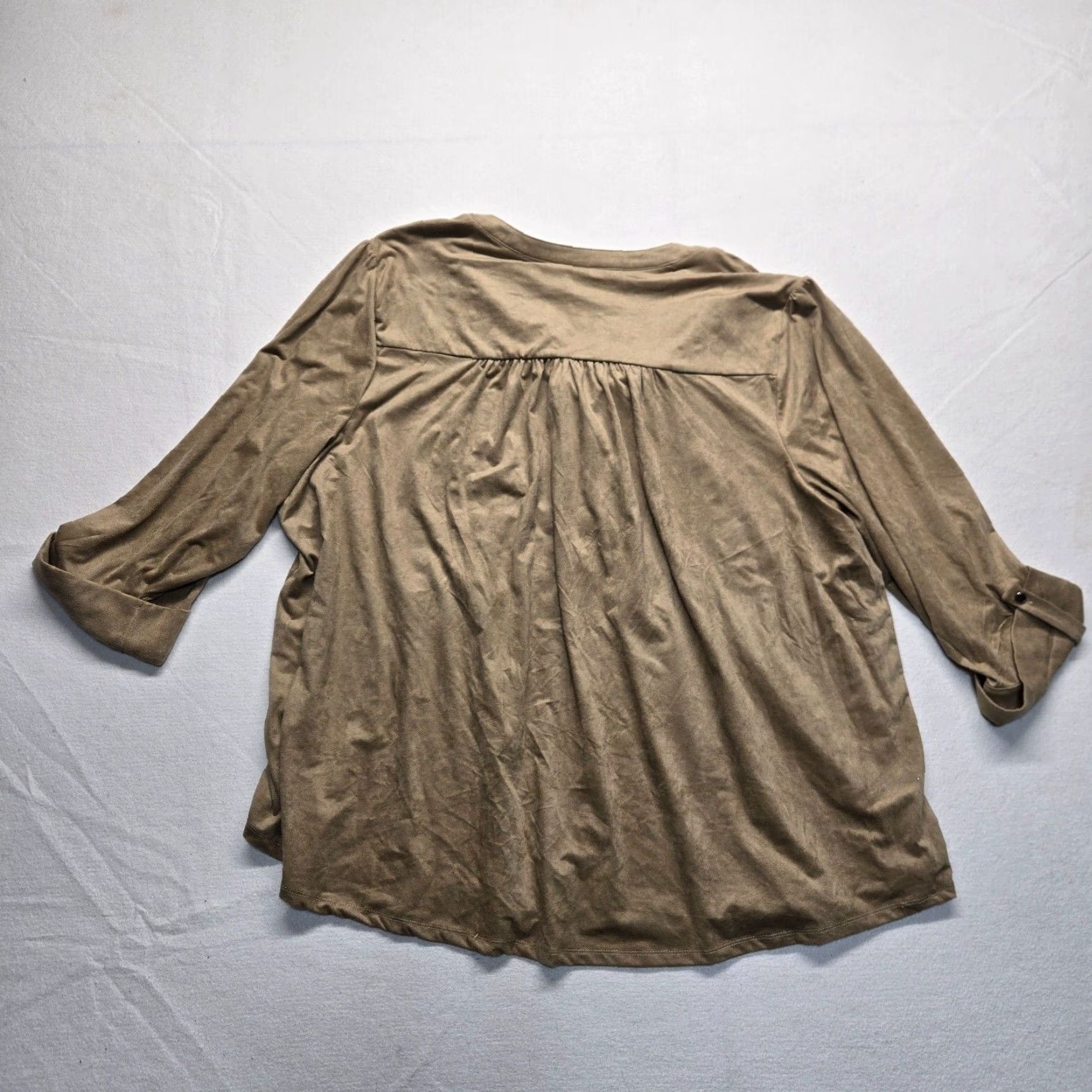 Vintage VINTAGE Wonderfly Solid Brown 3/4 Sleeve Tunic Blouse Adult Women's Plus 4X Size XXL / US 16-18 / IT 52-54 - 8 Thumbnail