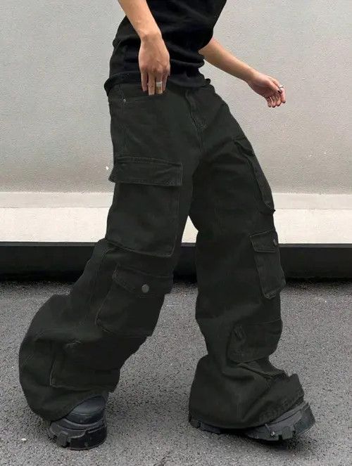 VIBE Multi Pocket Oversized Baggy Cargo Jeans Size US 33 - 3 Thumbnail