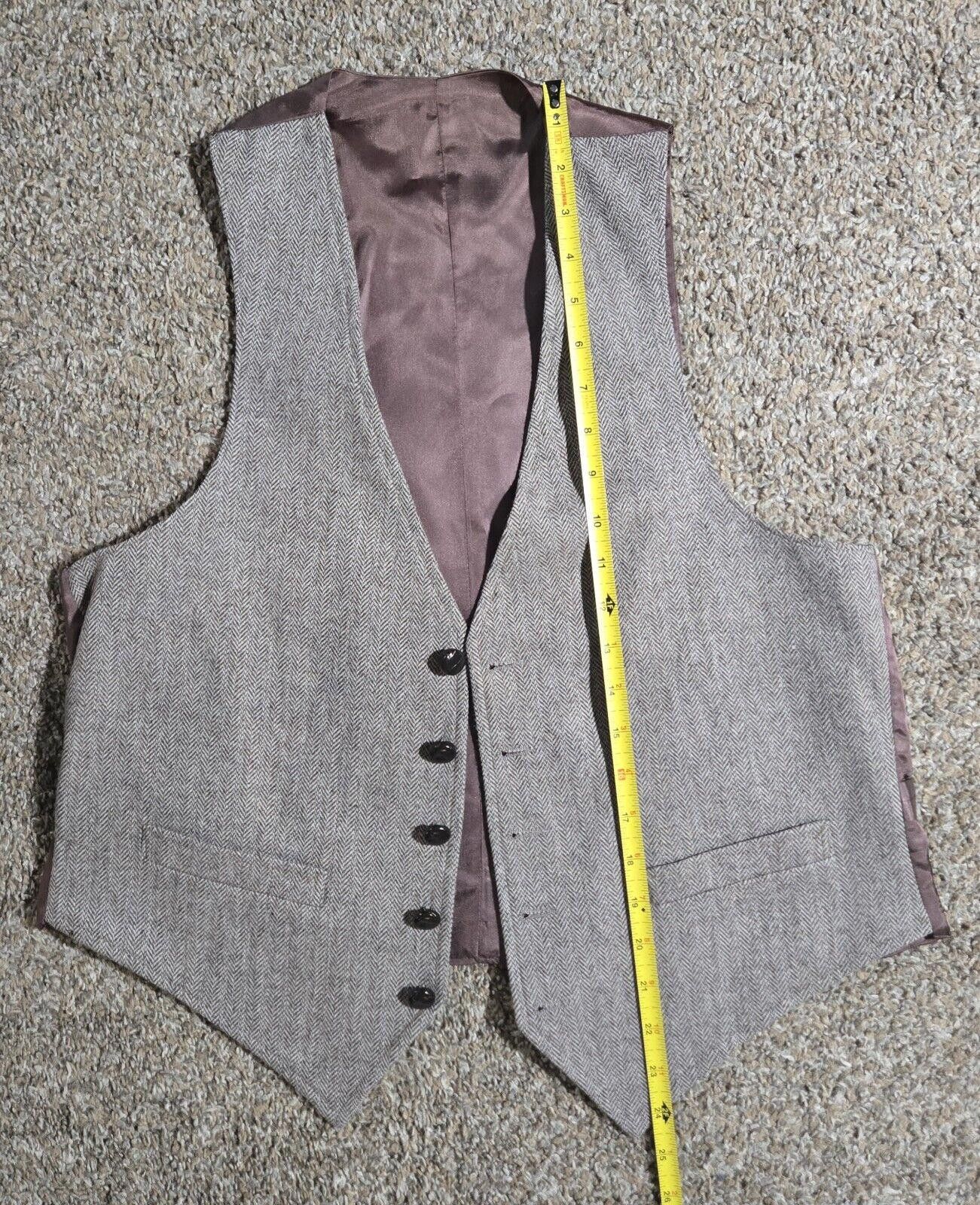 Stafford Stafford Herringbone Pattern 3 Piece Suit 44S SEE MEASURE Size 38R - 12 Thumbnail
