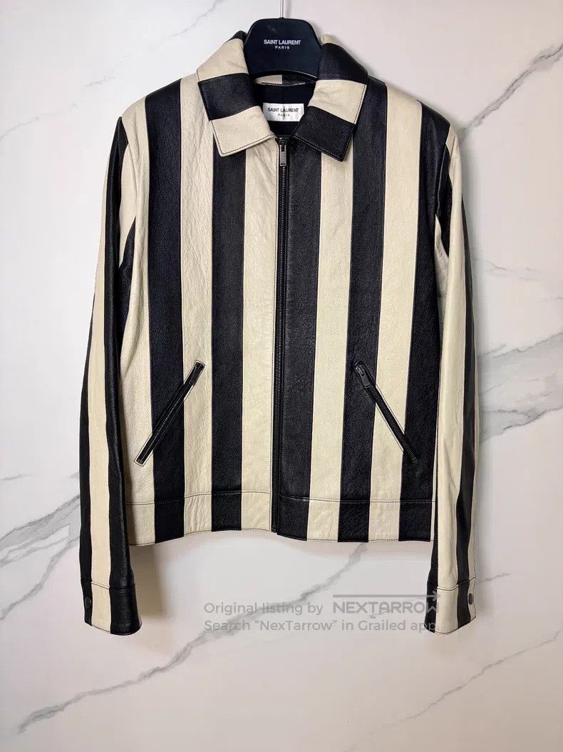 Saint Laurent Paris Saint Laurent Paris Lamb Leather Black and White Striped J Size US M / EU 48-50 / 2 - 1 Thumbnail