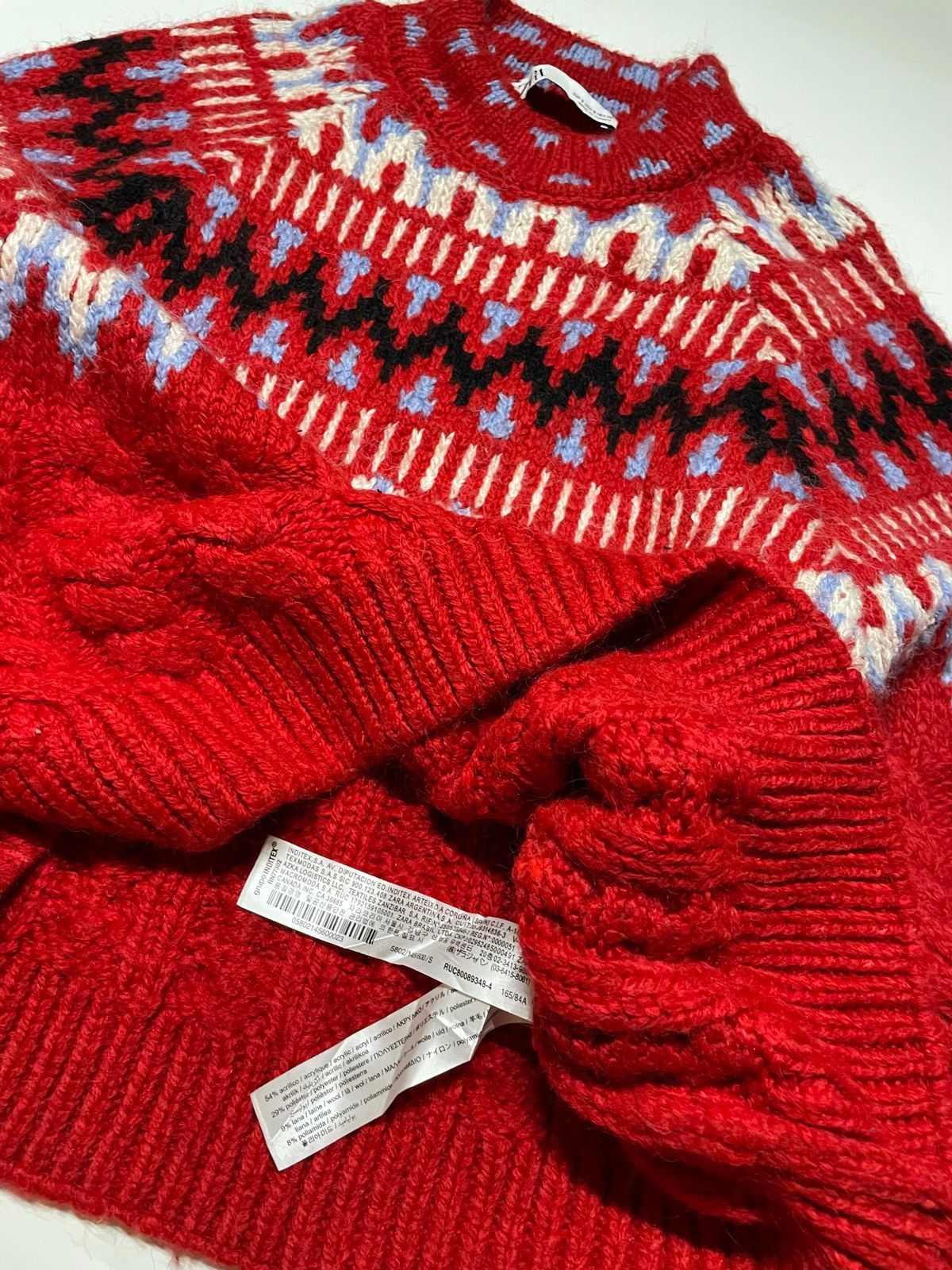 Zara Zara cable knit jacquard fair sale sweater red Size S / US 4 / IT 40 - 3 Thumbnail