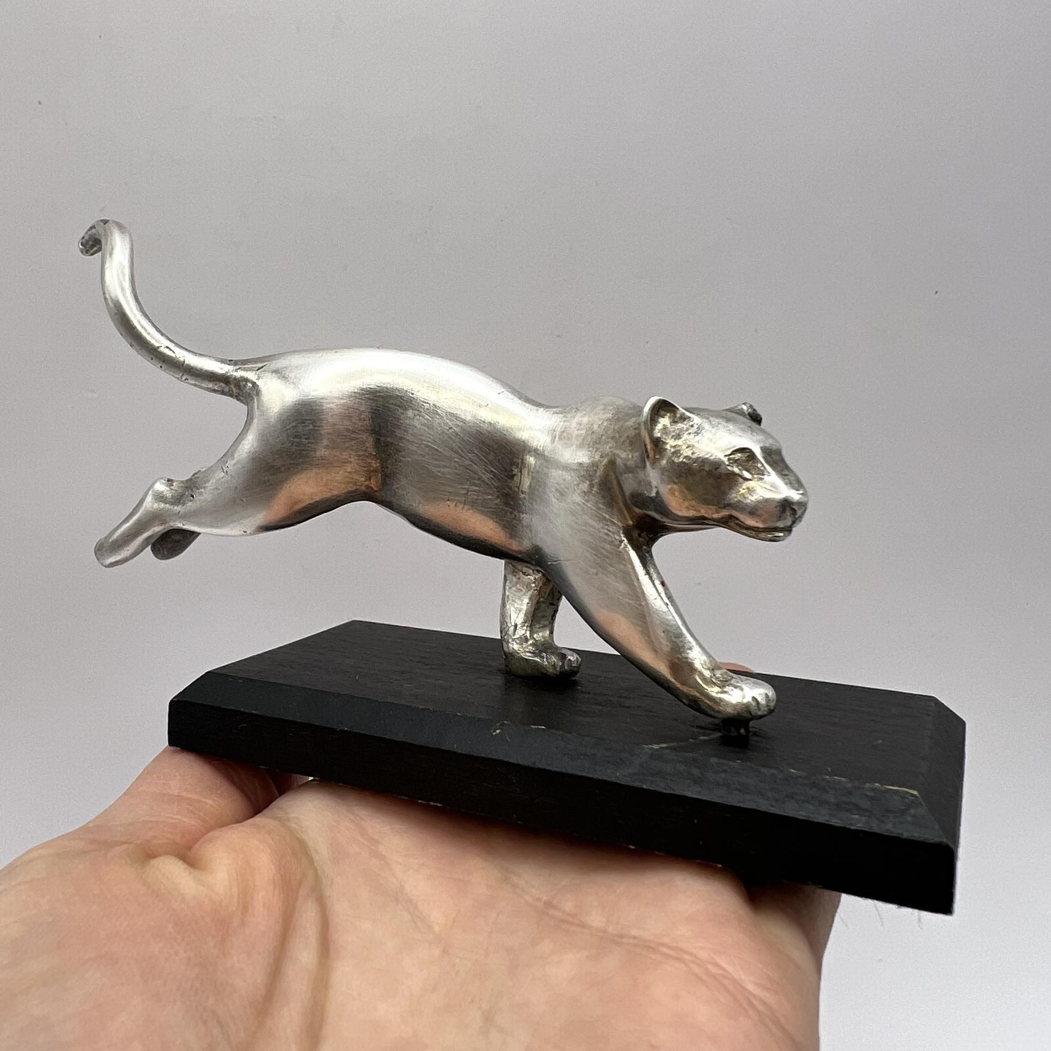 Vintage Vintage Silver Plated Figure Puma Jaguar Wood Base Size ONE SIZE - 1 Thumbnail