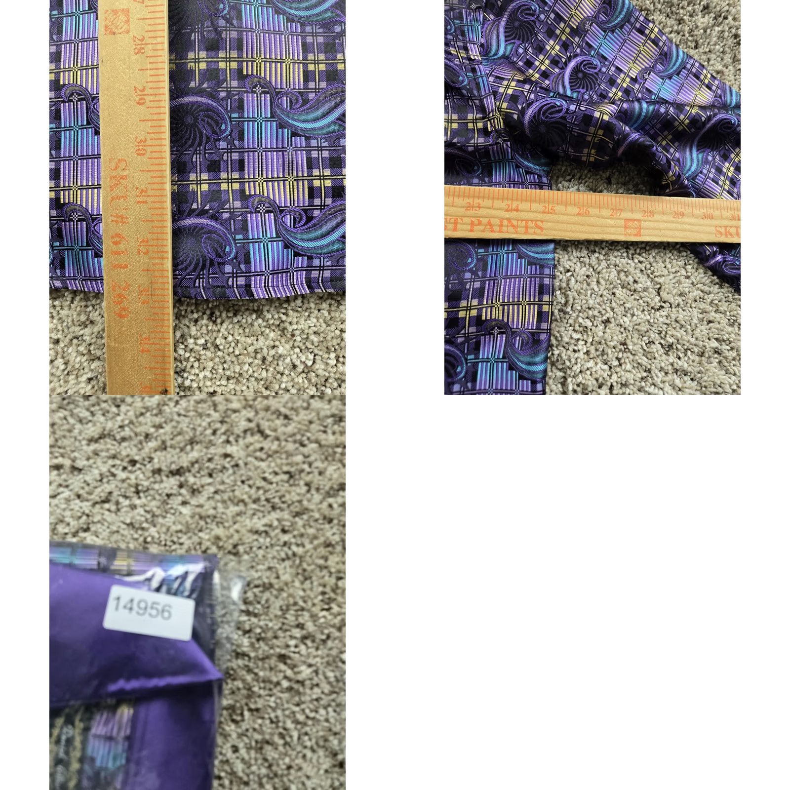 Vintage Daniel Ellissa Shirt Mens XL Purple Geometric Print Shiny Long Sleeve Button-Up Size US XL / EU 56 / 4 - 8 Thumbnail