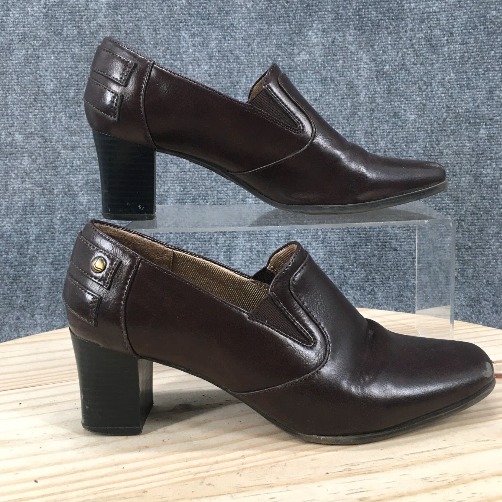 Vintage LifeStride Boots Womens 7.5 M Scout Ankle Bootie Brown Faux Leather Block Heels Boots Size US 8 / IT 38 - 2 Thumbnail