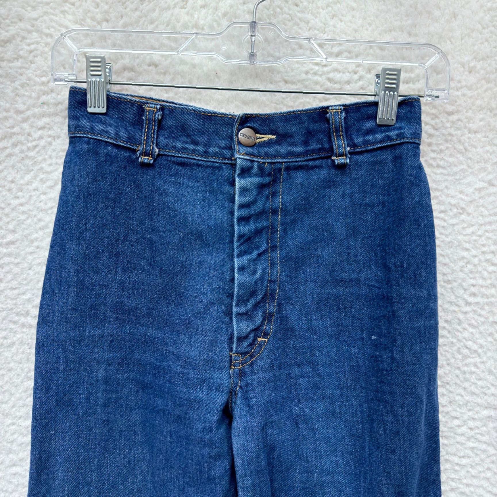 Cougar VINTAGE 80s Western Jeans Cougar Denim Long Tall High Waist Embroidered Blue 0 24 Relaxed Straight Mens Womens Boys Girls Size 25" / US 0 / IT 36 - 4 Thumbnail