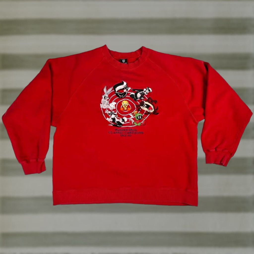 Vintage Warner Bros. Studio Store Unisex Adult Vintage 1997 Sweatshirt Crewneck Red Sz L Size US L / EU 52-54 / 3 - 1 Thumbnail