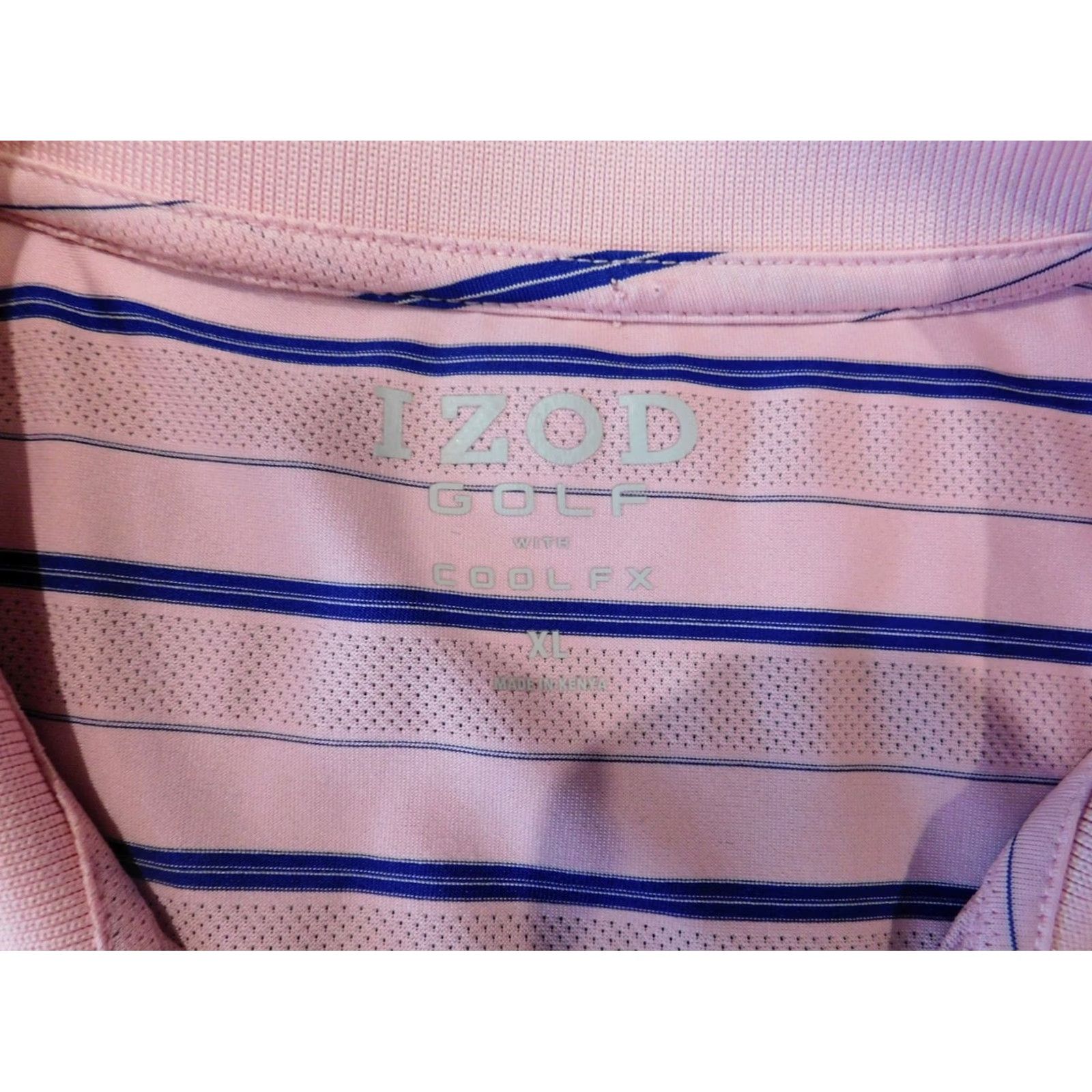 Izod IZOD Polo Shirt Mens XL Pink Striped Short Sleeve Collared Knit Cotton Stretch Golf casual Size US XL / EU 56 / 4 - 5 Thumbnail