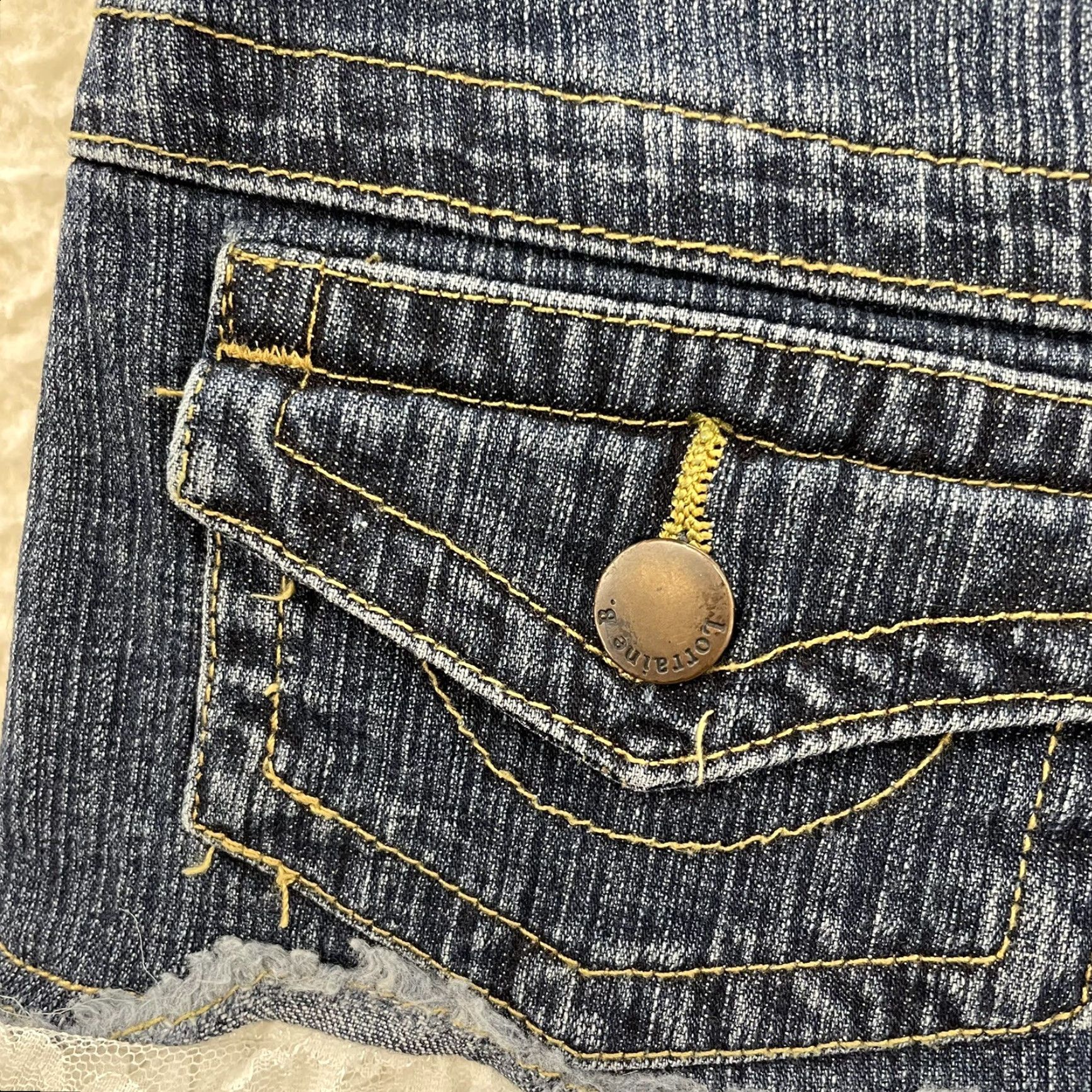 Denime VINTAGE Y2K Prairie Midi Skirt Denim White Cottagecore Coquette Fairy Women S 4 6 Small Size 27" / US 4 / IT 40 - 7 Thumbnail