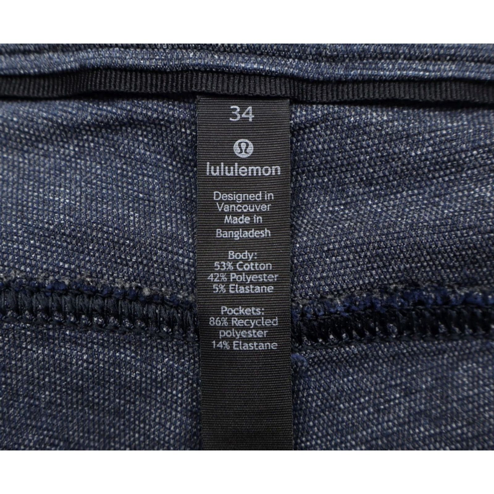 Lululemon Lululemon Men ABC Pant Classic Tech Canvas 34" Inseam Heathered Deep Navy Sz 34 Size US 34 / EU 50 - 6 Thumbnail