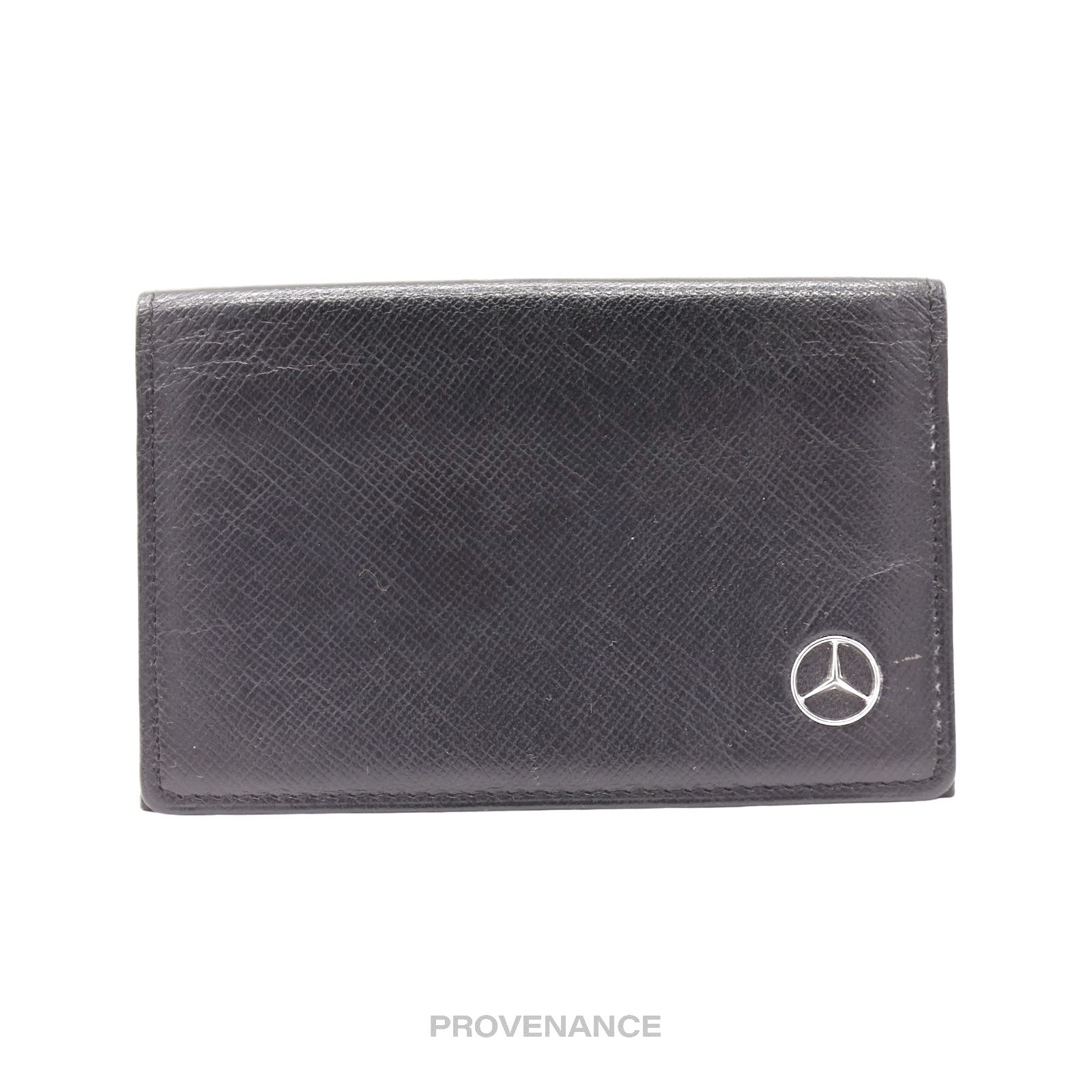 image of Mercedes Benz Mercedes-Benz Logo West Germany Card Wallet-Black Leather, Men's
