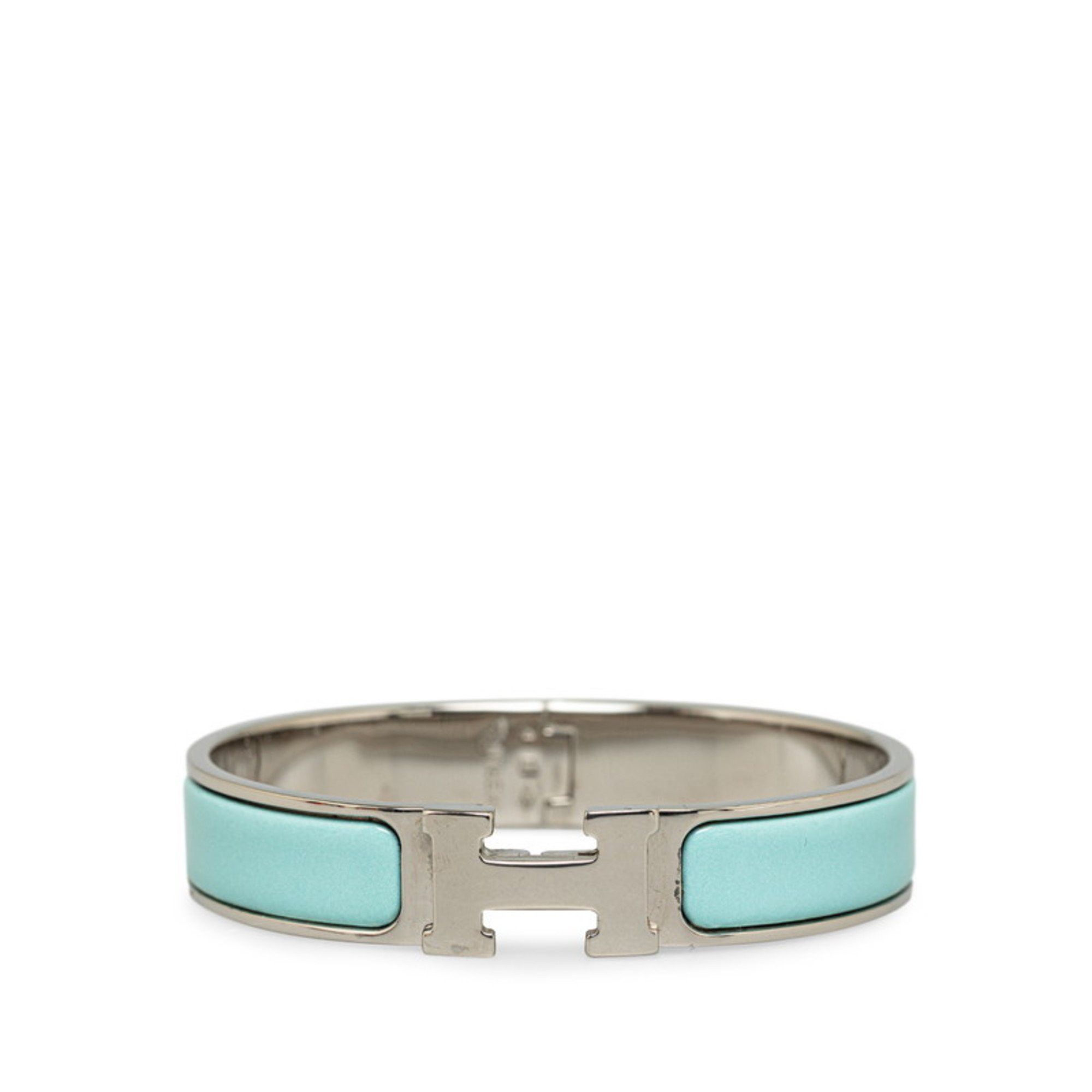 image of Hermes Click-Clack Pm Bangle Silver Blue Metal Women's Hermes