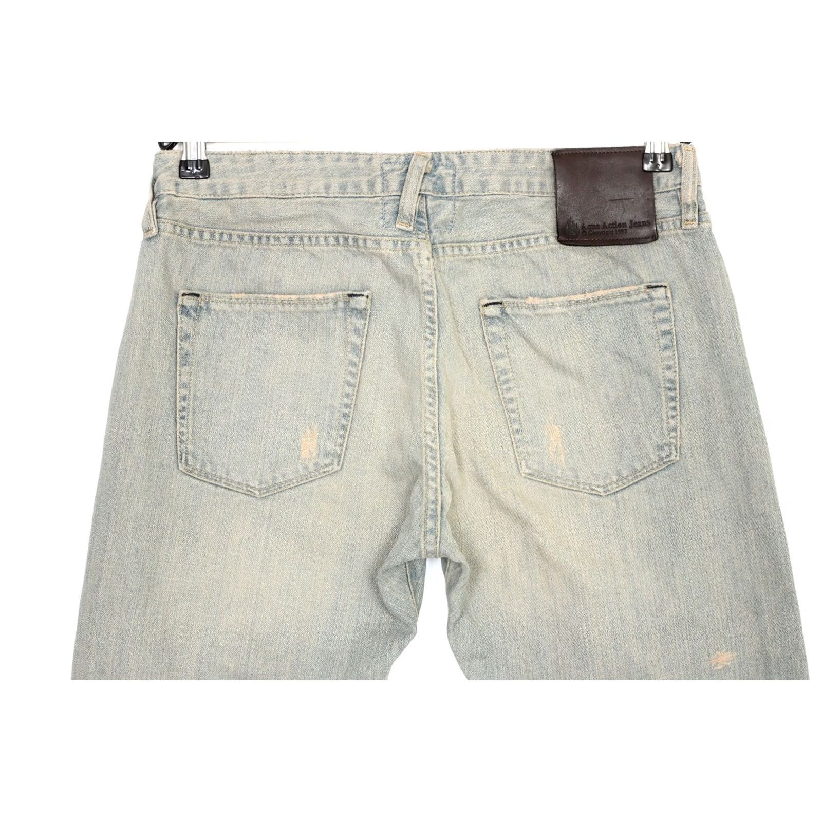 Vintage ACNE ACTION JEANS Tapered Jeans Men W29 L32 Blue Light Wash Logo Slim Fit Zip Cotton Denim Size US 29 - 3 Thumbnail