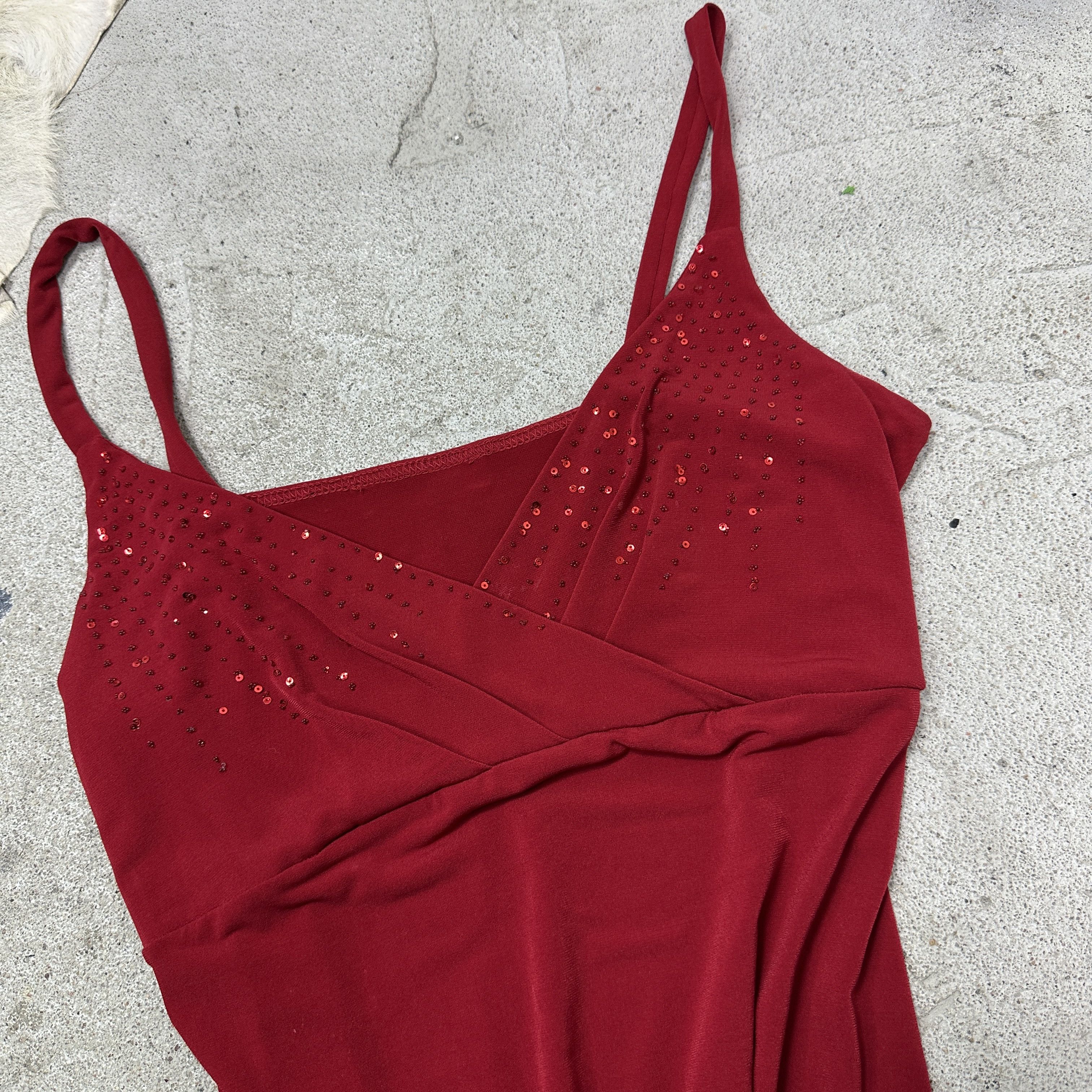 Vintage Vintage Avant Garde Cherry Red Asymmetrical Dress Y2K Size L / US 10 / IT 46 - 5 Thumbnail