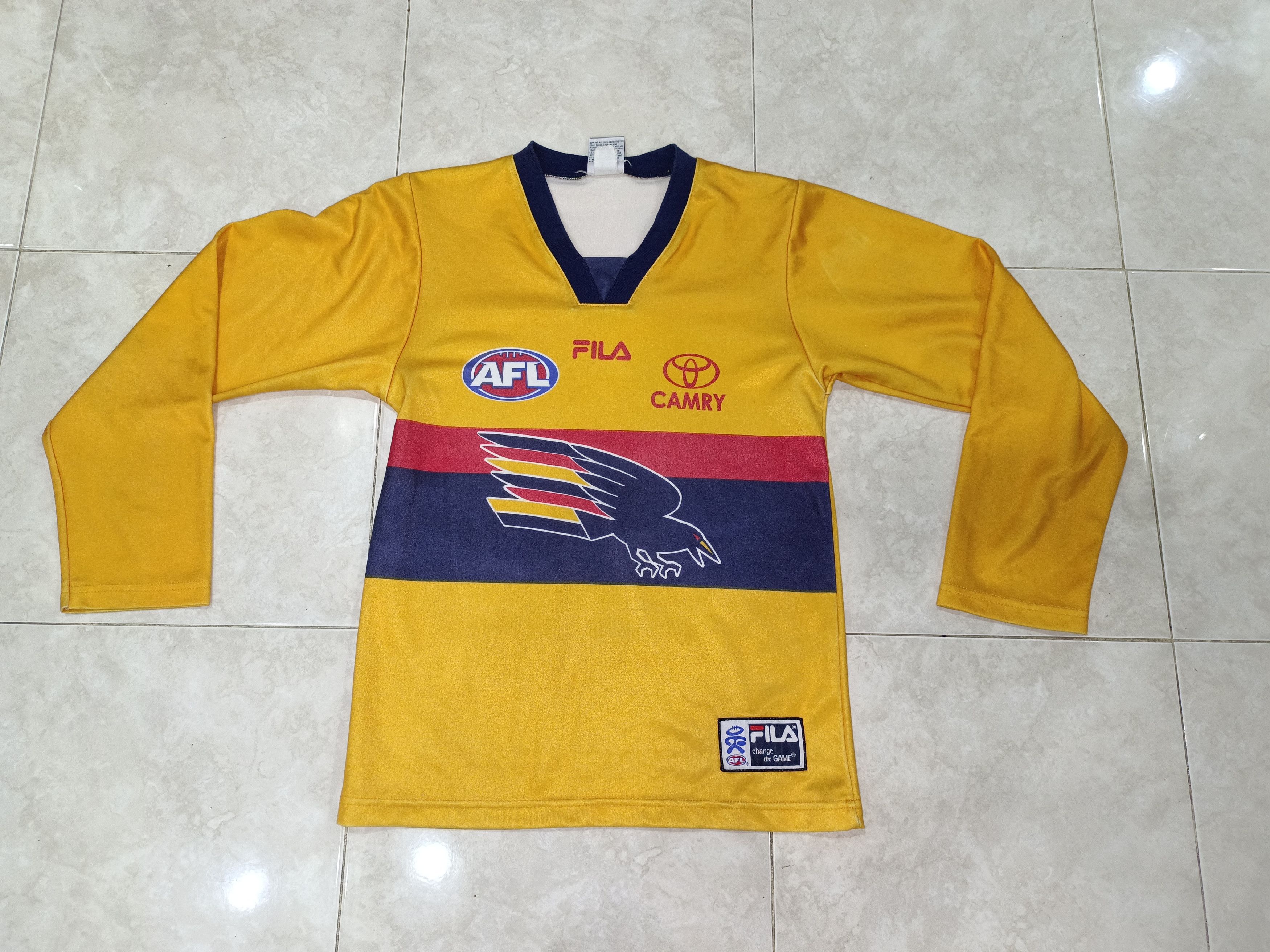 image of Canterbury Of New Zealand x Fila Vintage Afl Adelaide Crows Jumper in Yellow, Men's (Size Small)