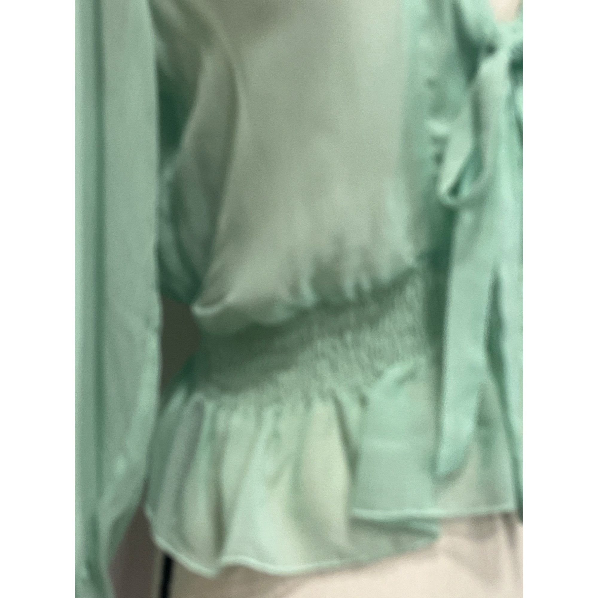 Other Asos Design Shirred Waist Sheer Long Sleeve Blouse, Mint gre Size M / US 6-8 / IT 42-44 - 4 Thumbnail