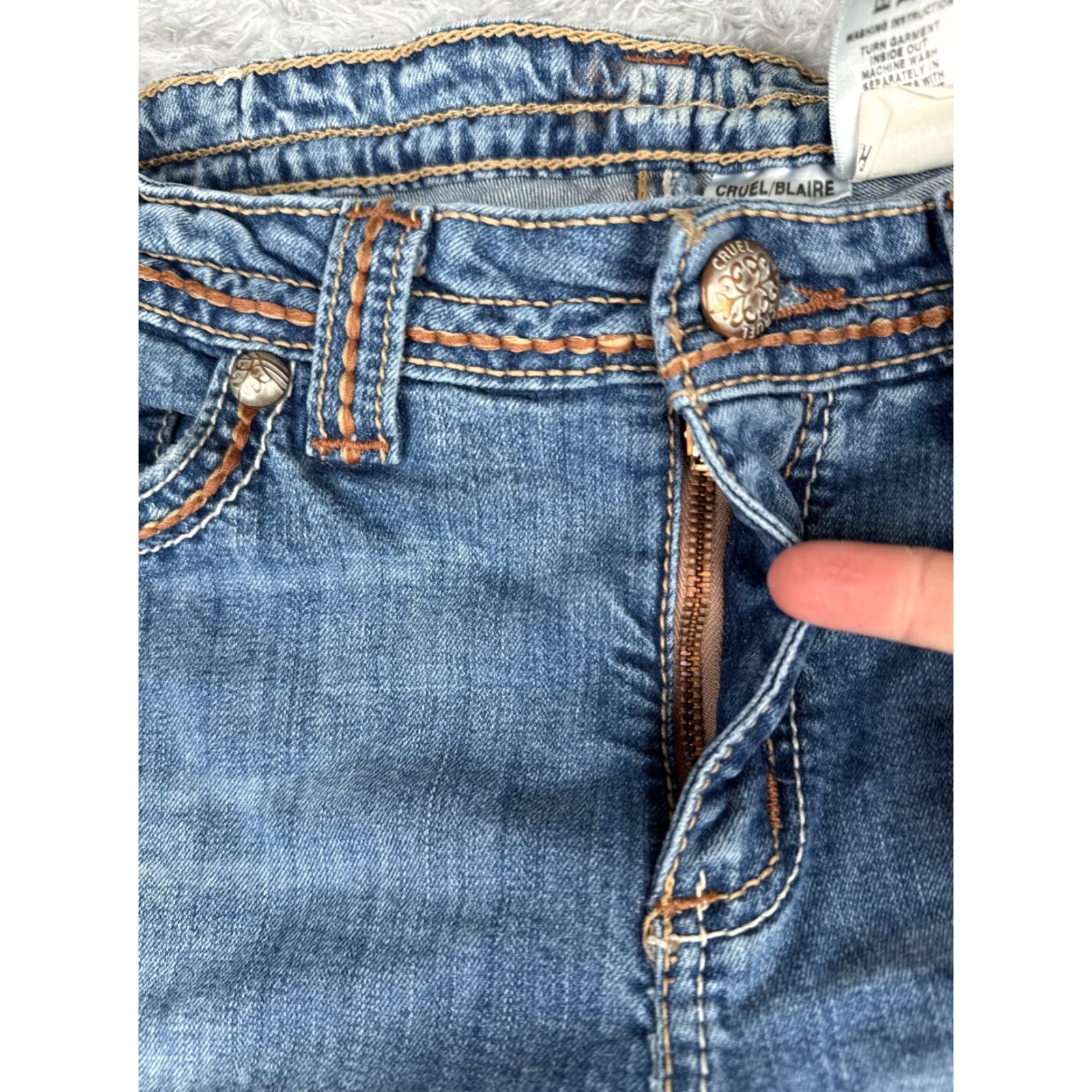 Vintage Cruel Girl Jeans Bootscut Denim 32x35 Juniors Blue Embroidered Zip Pocket 5-Pocket Size 34" / US 12 / IT 48 - 5 Thumbnail