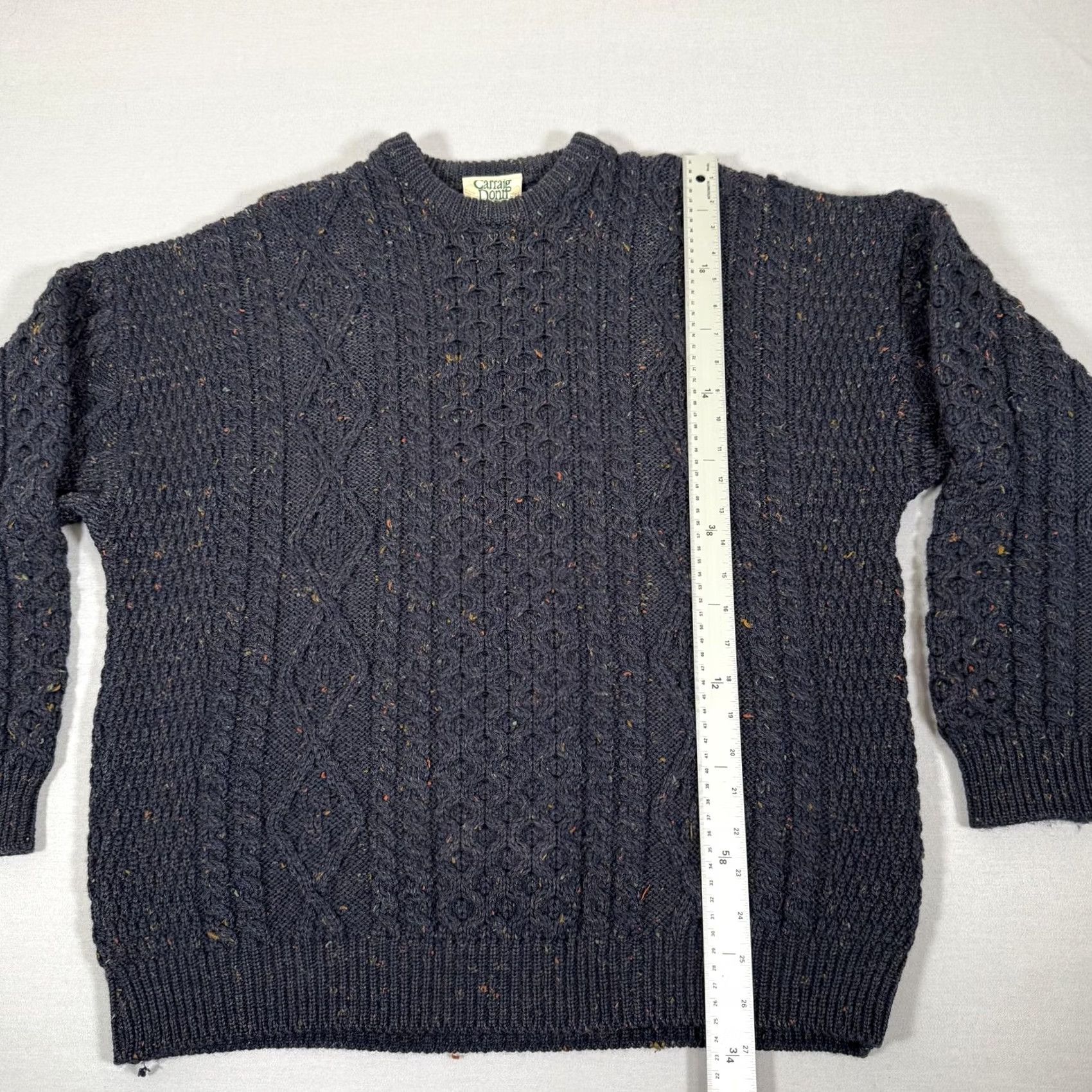 Vintage Carraig Donn Sweater Mens Medium Blue Donegal Wool Cable Knit Fisherman Aran Size US M / EU 48-50 / 2 - 4 Thumbnail