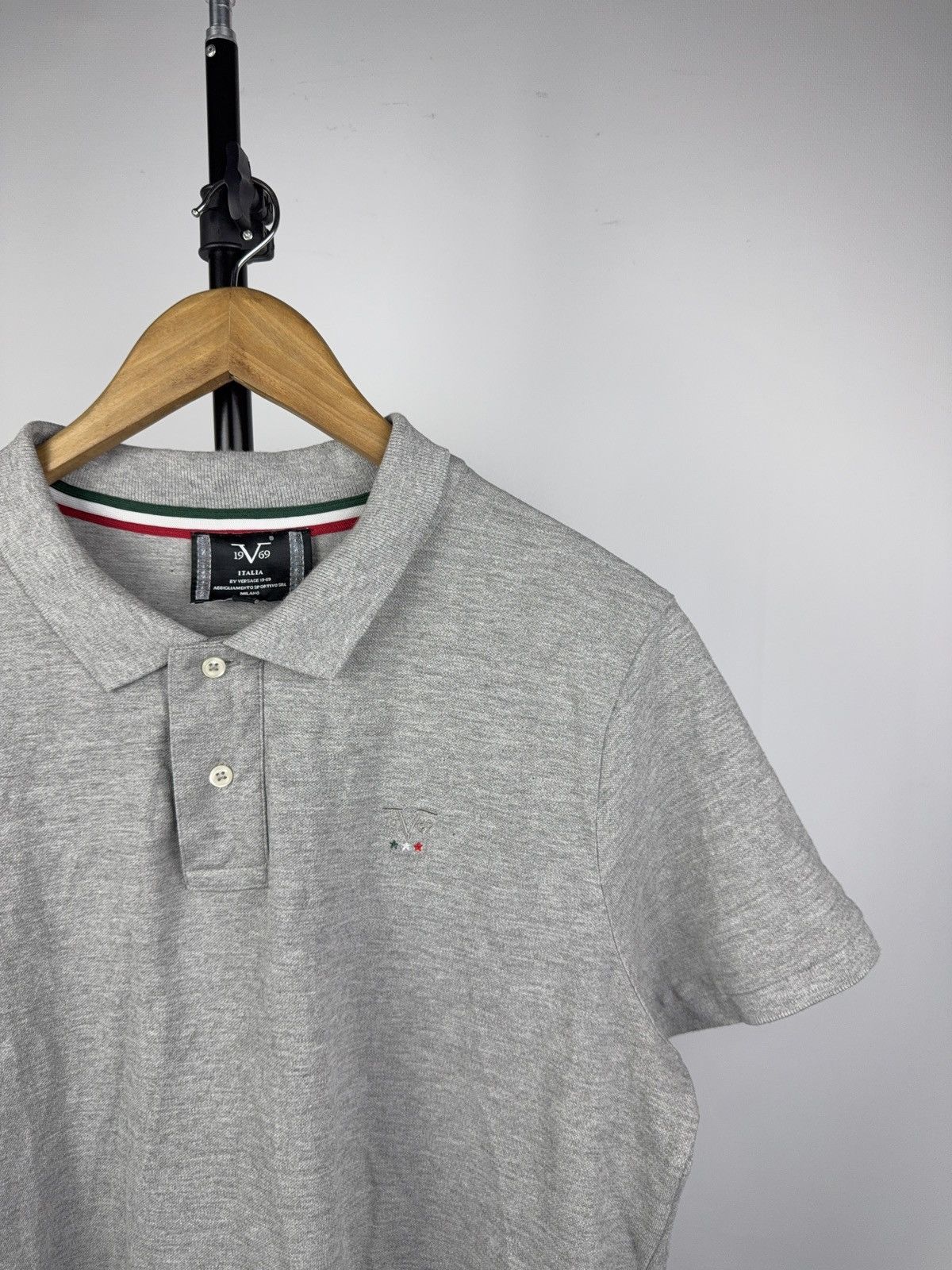 Versace Luxury 19V69 Italia Grey Cotton Polo Shirt with Logo XL Size US XL / EU 56 / 4 - 2 Thumbnail