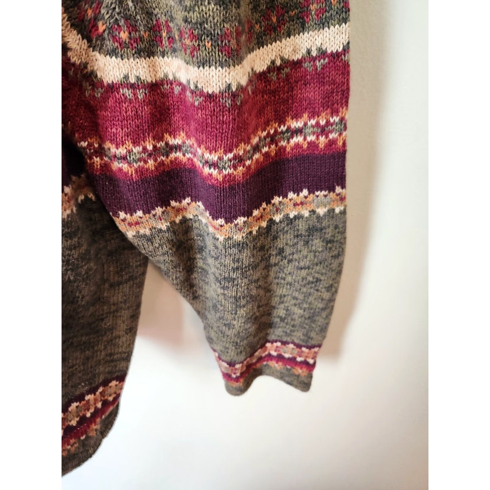 Vintage Tiara Cardigan Women Green Winter Stripe Full Zip 26/28 Plus Size Sweater Size 4XL / US 24-26 - 5 Thumbnail