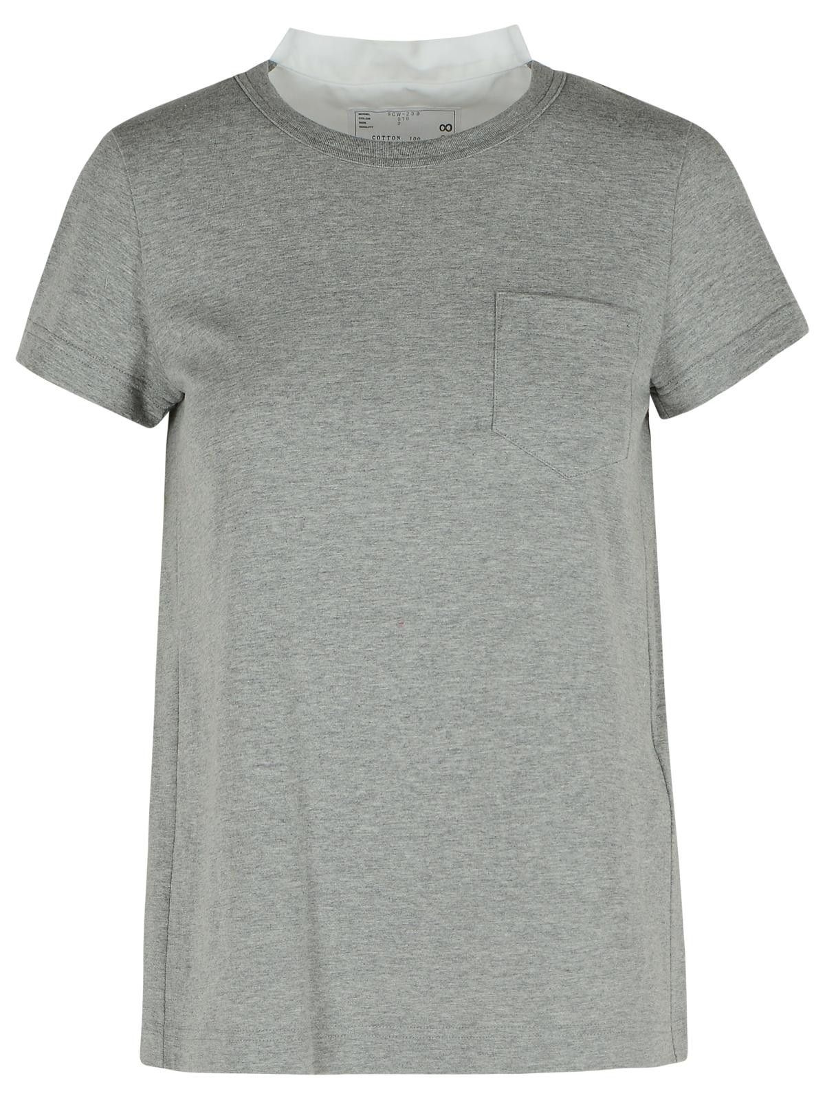 Sacai SACAI Gray Cotton T-Shirt Size L / US 10 / IT 46 - 1 Thumbnail