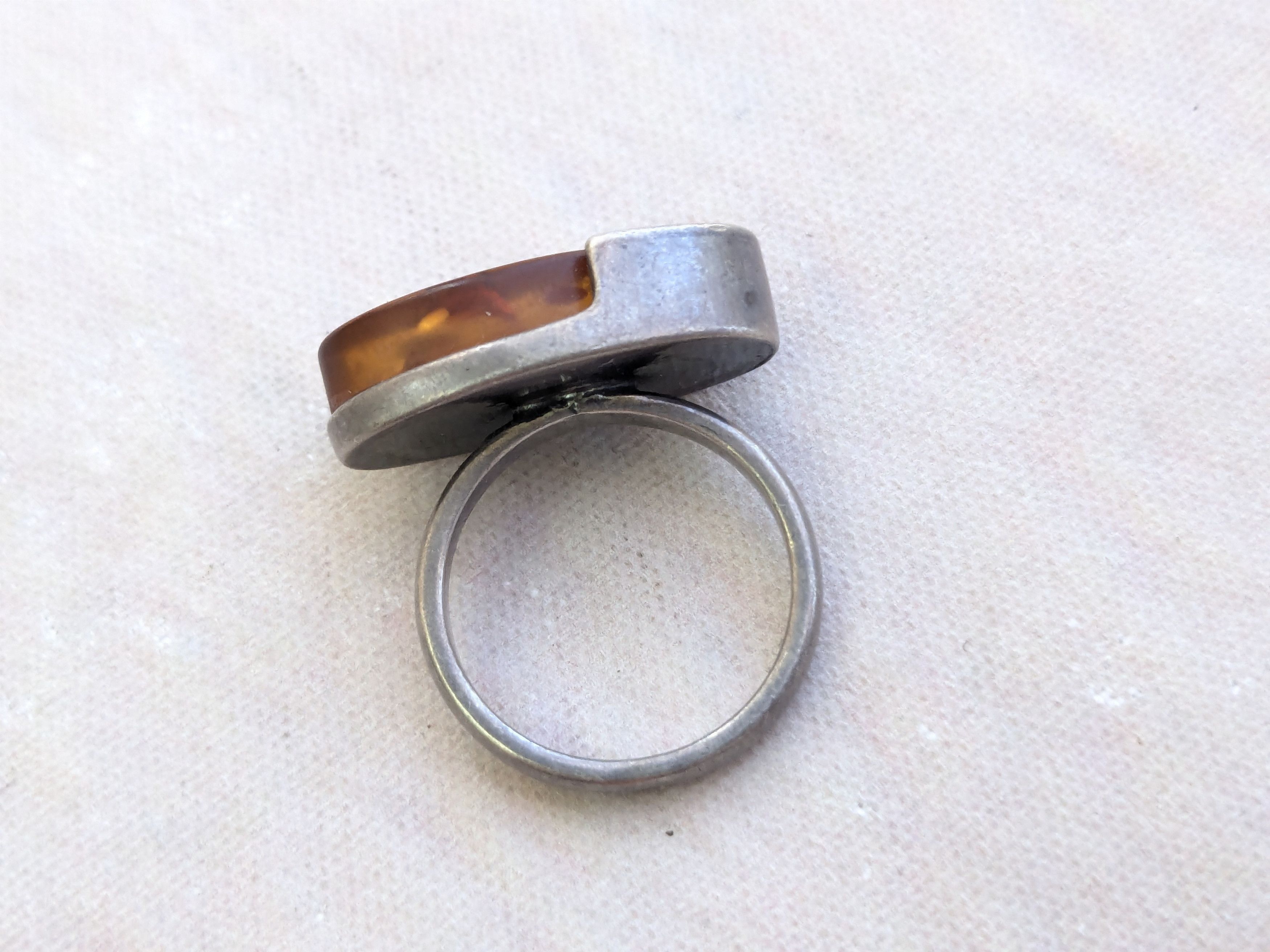 Jewelry × Vintage Vintage Sterling Silver Ring Orange Amber MCM 5.5 Size ONE SIZE - 8 Thumbnail
