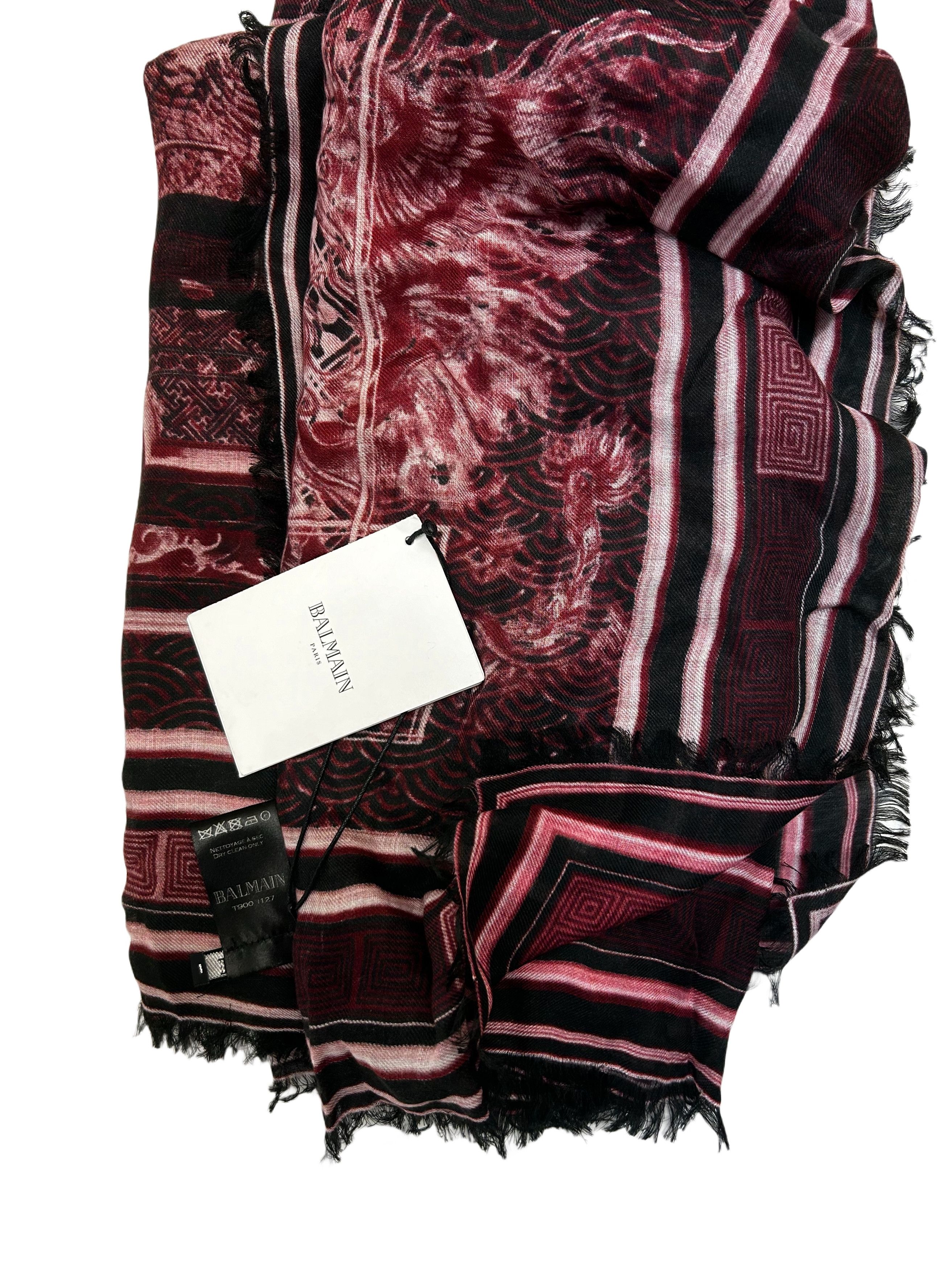 Balmain Balmain Red Tapestry Print Scarf Size ONE SIZE - 3 Thumbnail