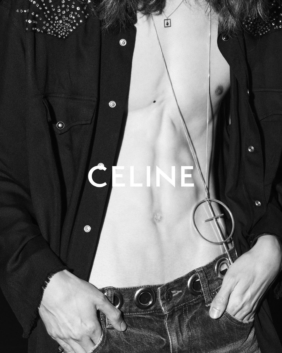 Celine Celine SS22 Black Crystal Embellished Western Shirt Size US L / EU 52-54 / 3 - 3 Thumbnail