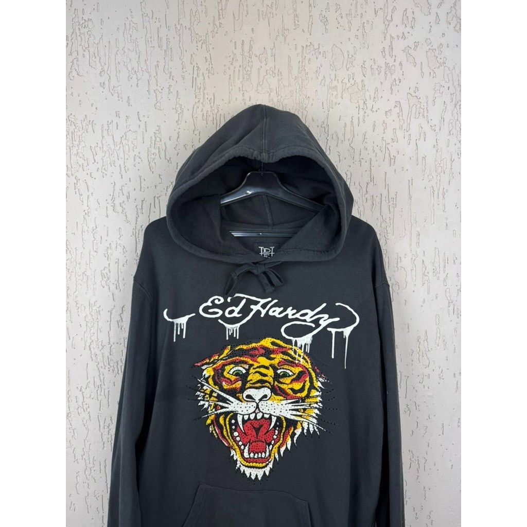 Ed Hardy Don Ed Hardy Rhinestone Tiger Black Hoodie Gray Size Large Y Size US L / EU 52-54 / 3 - 8 Thumbnail