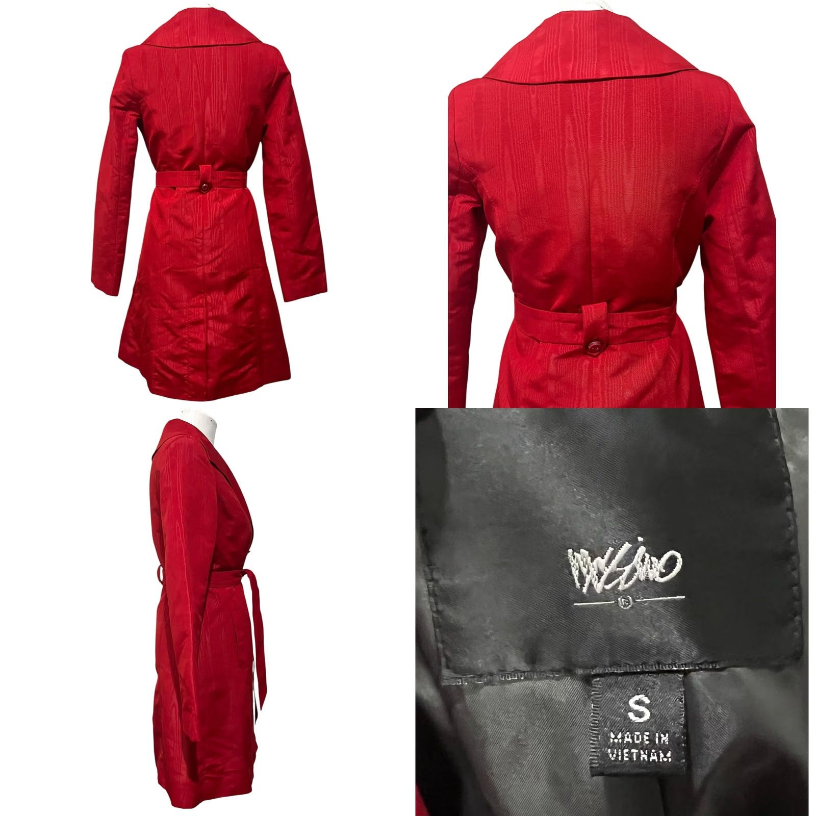 Mossimo Mossimo Red Trench Coat Jacket Dressy Lightweight Holiday Formal Sz S Women Long Sleeve Belted Pockets Party/Cocktail City Christmas 90s Theme Size S / US 4 / IT 40 - 8 Thumbnail