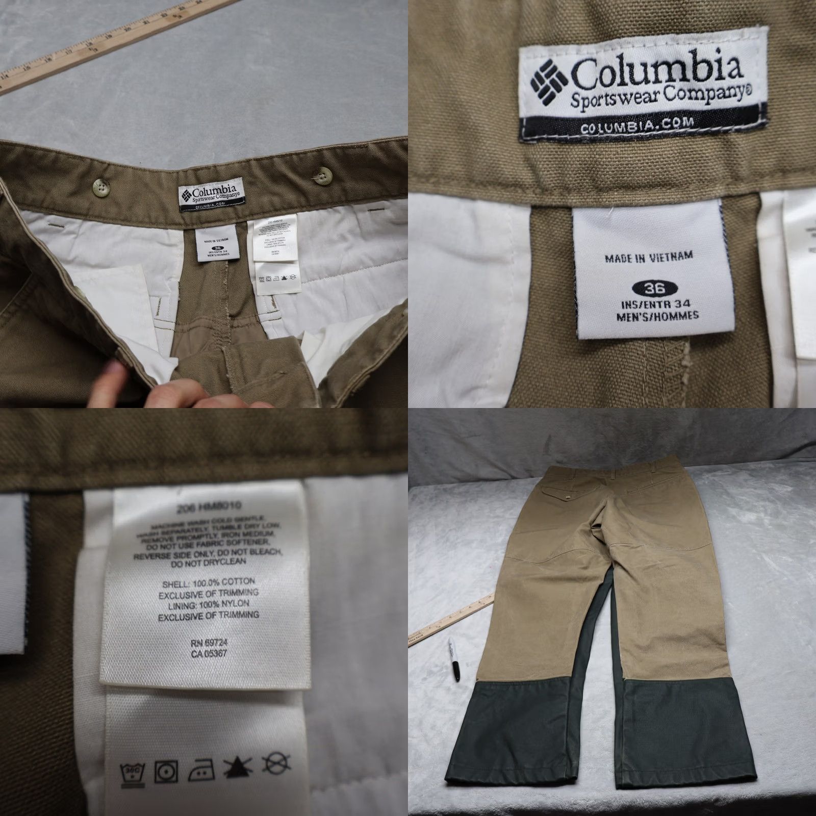 Vintage Columbia Pants Mens 36x34 Brown Briarshun Canvas Overlays Durable Workwear Field Size US 36 / EU 52 - 9 Thumbnail