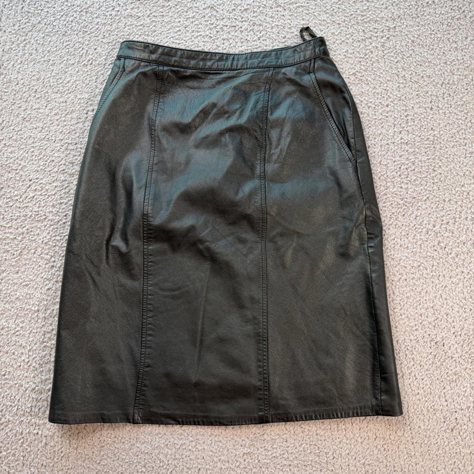 Other Vintage 90s Forenza Top Grain Leather Black Skirt Women's 8 Size 30" / US 8 / IT 44 - 1 Thumbnail