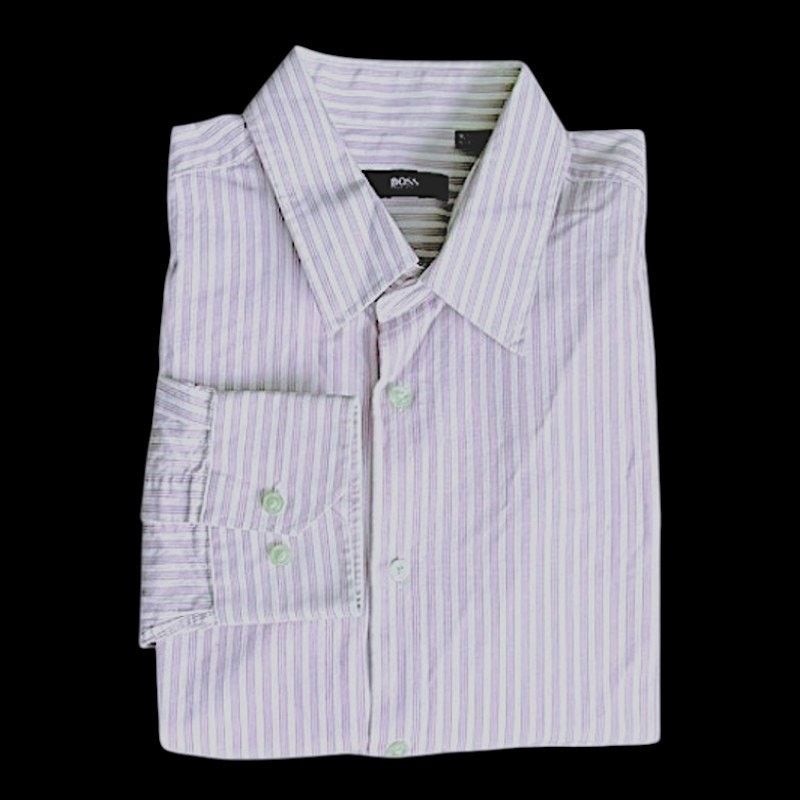Hugo Boss Hugo Boss White/Purple Shirt | Size 16.5 Size US L / EU 52-54 / 3 - 4 Thumbnail