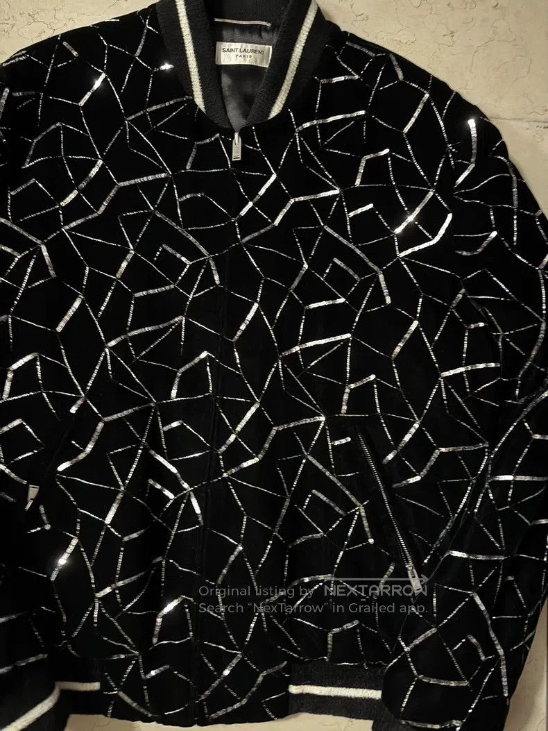 Saint Laurent Paris Saint Laurent Paris Sequin Beaded Decorated Velvet Black J Size US M / EU 48-50 / 2 - 2 Thumbnail