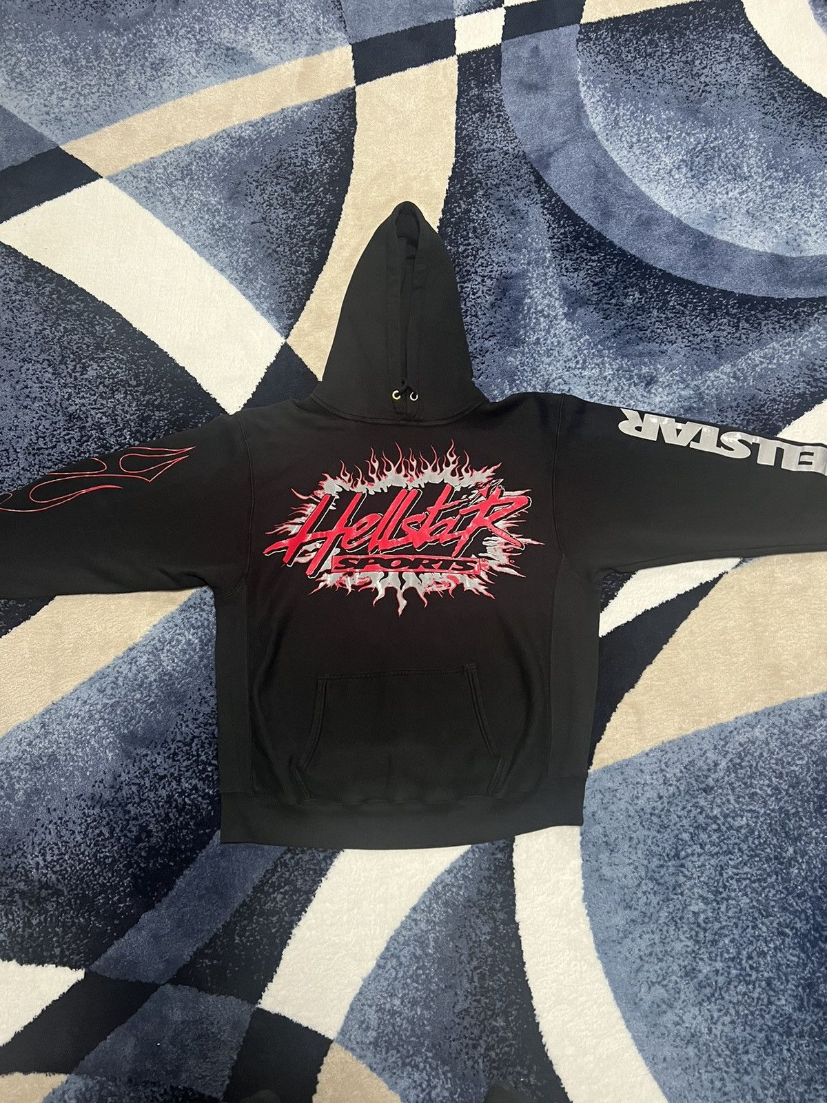 image of Hellstar Sports Future Flame Hoodie in Black, Men's (Size Large)