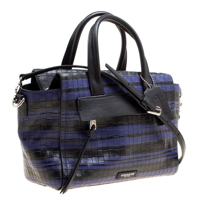 Coach Coach Black/Purple Woven Embossed Leather Top Handle Bag Size ONE SIZE - 4 Thumbnail
