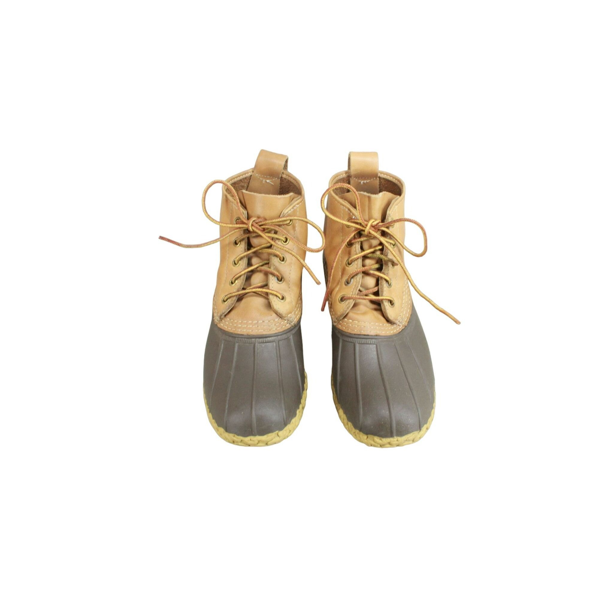 LL Bean Women's Brown Lace Up Unlined Ankle Duck Boots