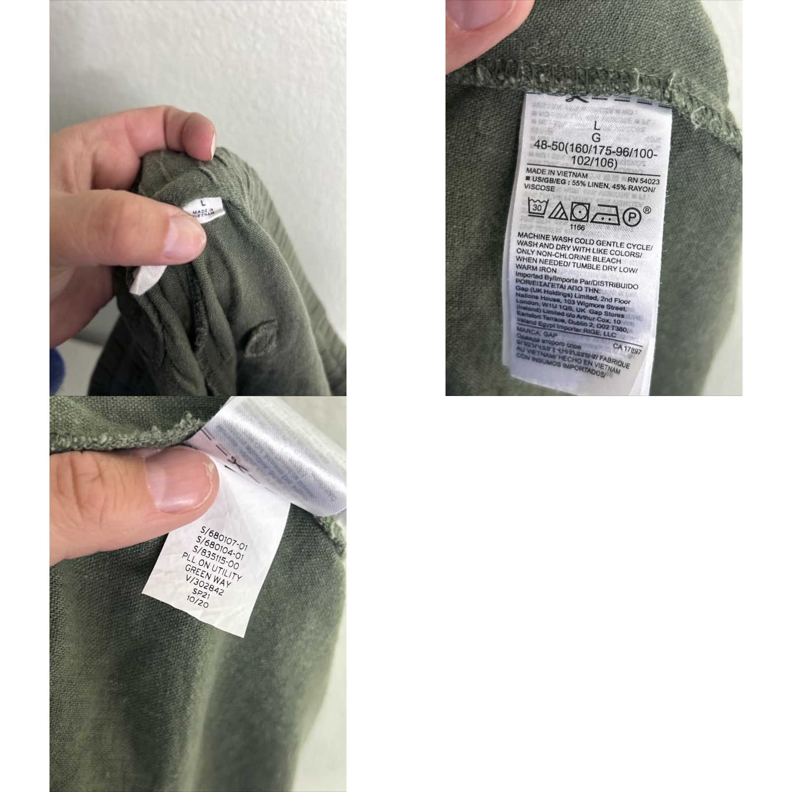 Gap Gap Womens Large Linen Blend Shorts Olive Green Drawstring 34x3 Size 36" / US 14 / IT 50 - 9 Thumbnail