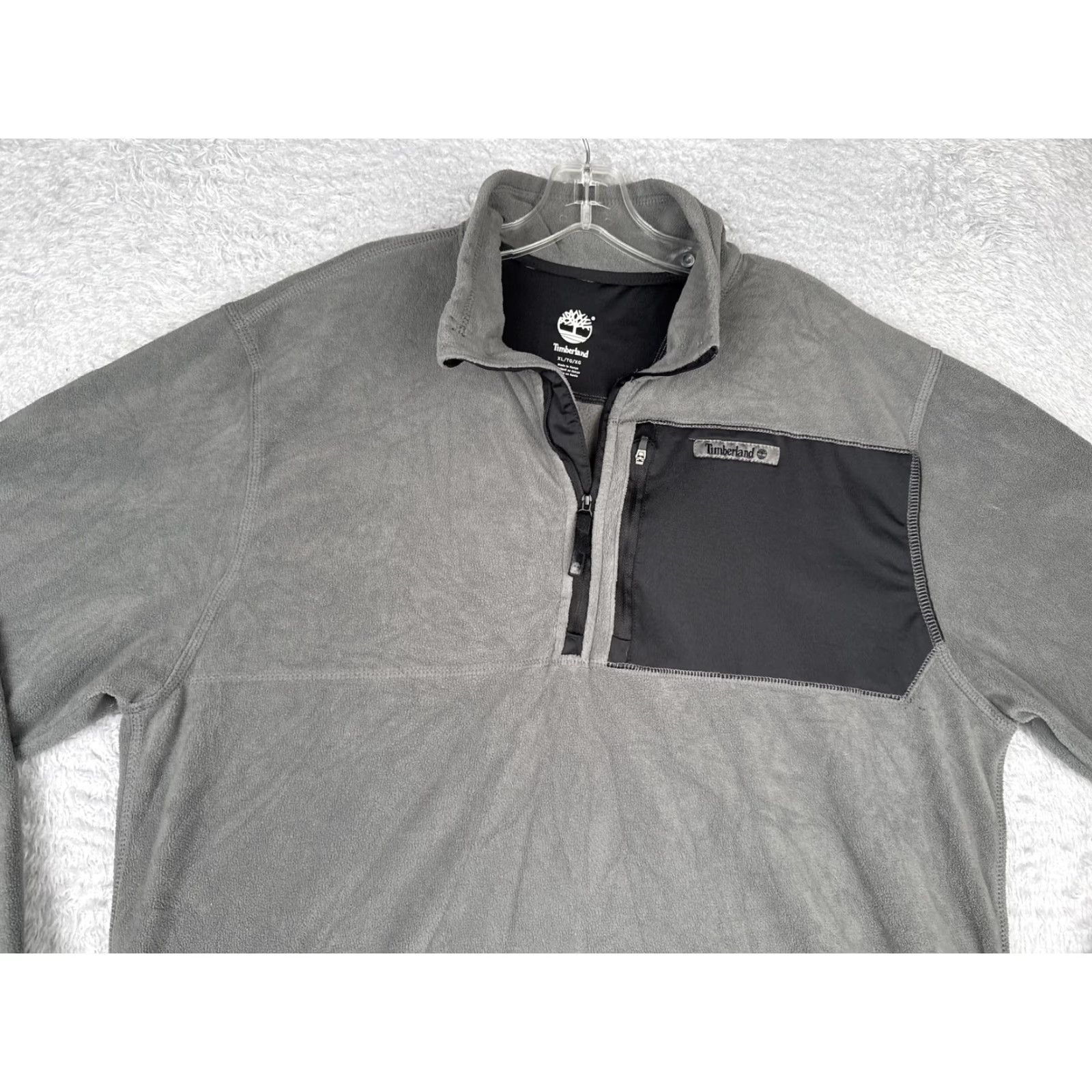 Timberland Timberland Pullover Mens XL Gray Fleece Quarter Zip Chest Pocket Outdoor READ Size US XL / EU 56 / 4 - 4 Thumbnail