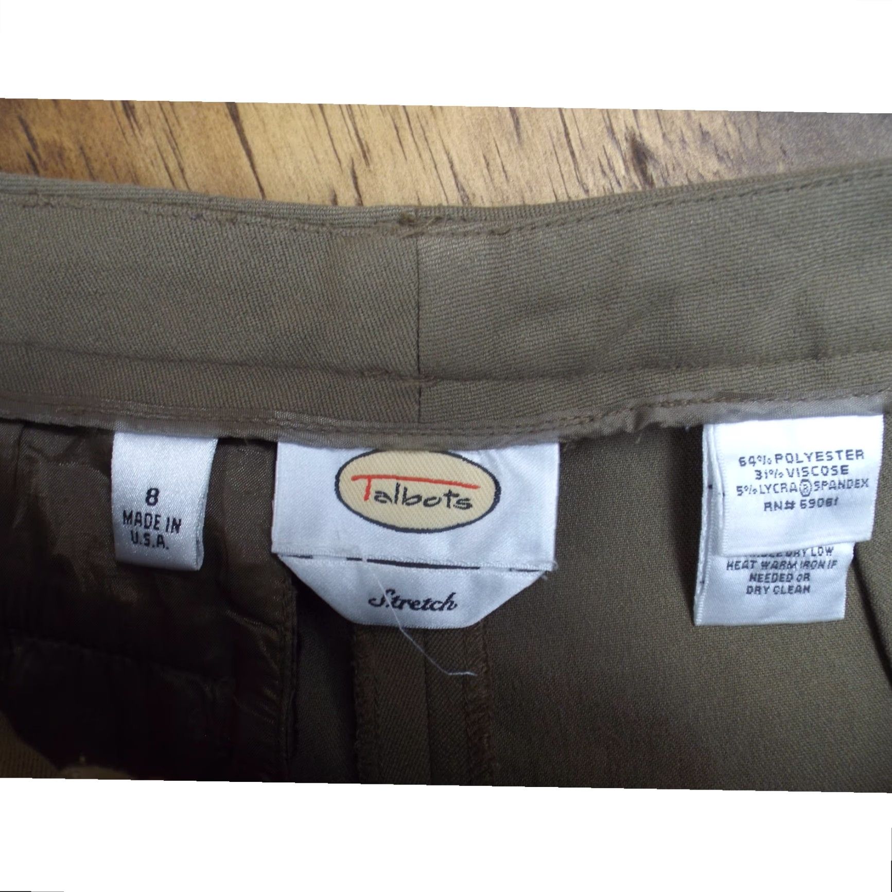 Talbots VINTAGE Talbots Womens Pants Brown Straight Leg High Rise Stretch 8 Size 29" - 3 Thumbnail