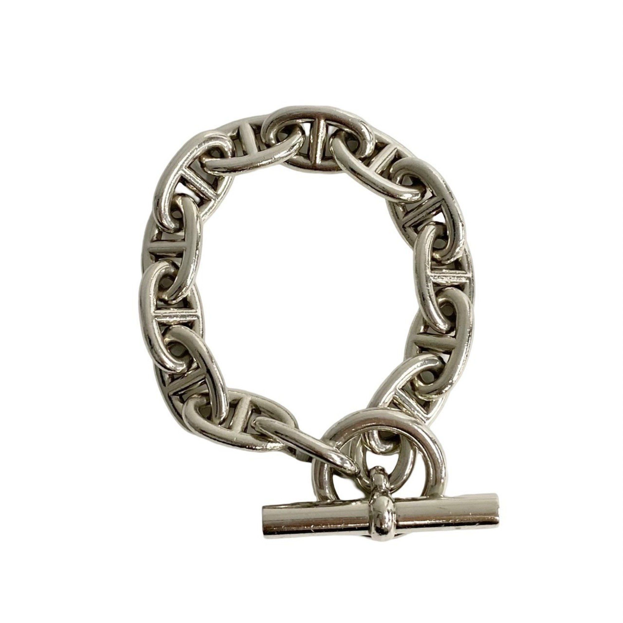 image of Hermes Chaine D'ancre Tgm 13 Links Silver 925 Chain Bracelet Bangle 33101, Women's