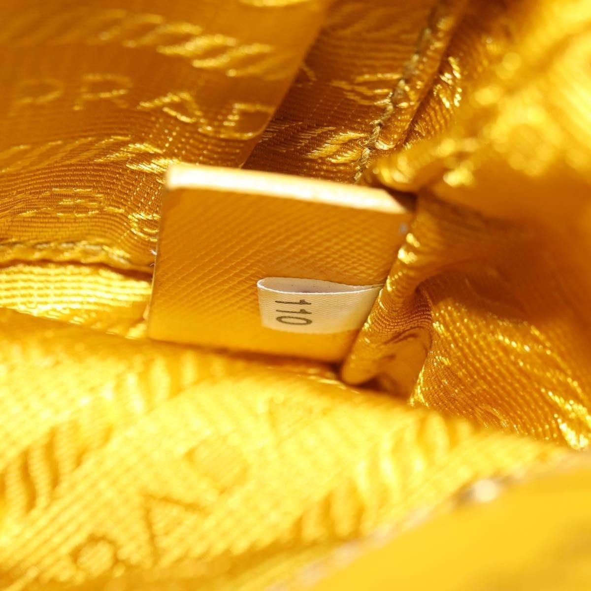 Prada Prada Nylon Leather Chain Shoulder Bag Yellow Gold Size ONE SIZE - 10 Thumbnail