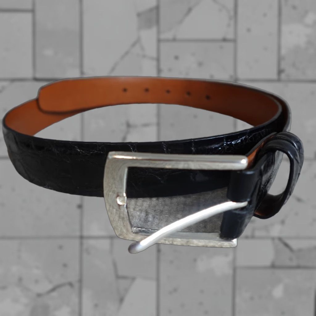 Vintage Traffalgar Mens Belt 36 Black Dress Belt Leather Stainless Steel Buckle Vintage No Size 36 - 1 Thumbnail