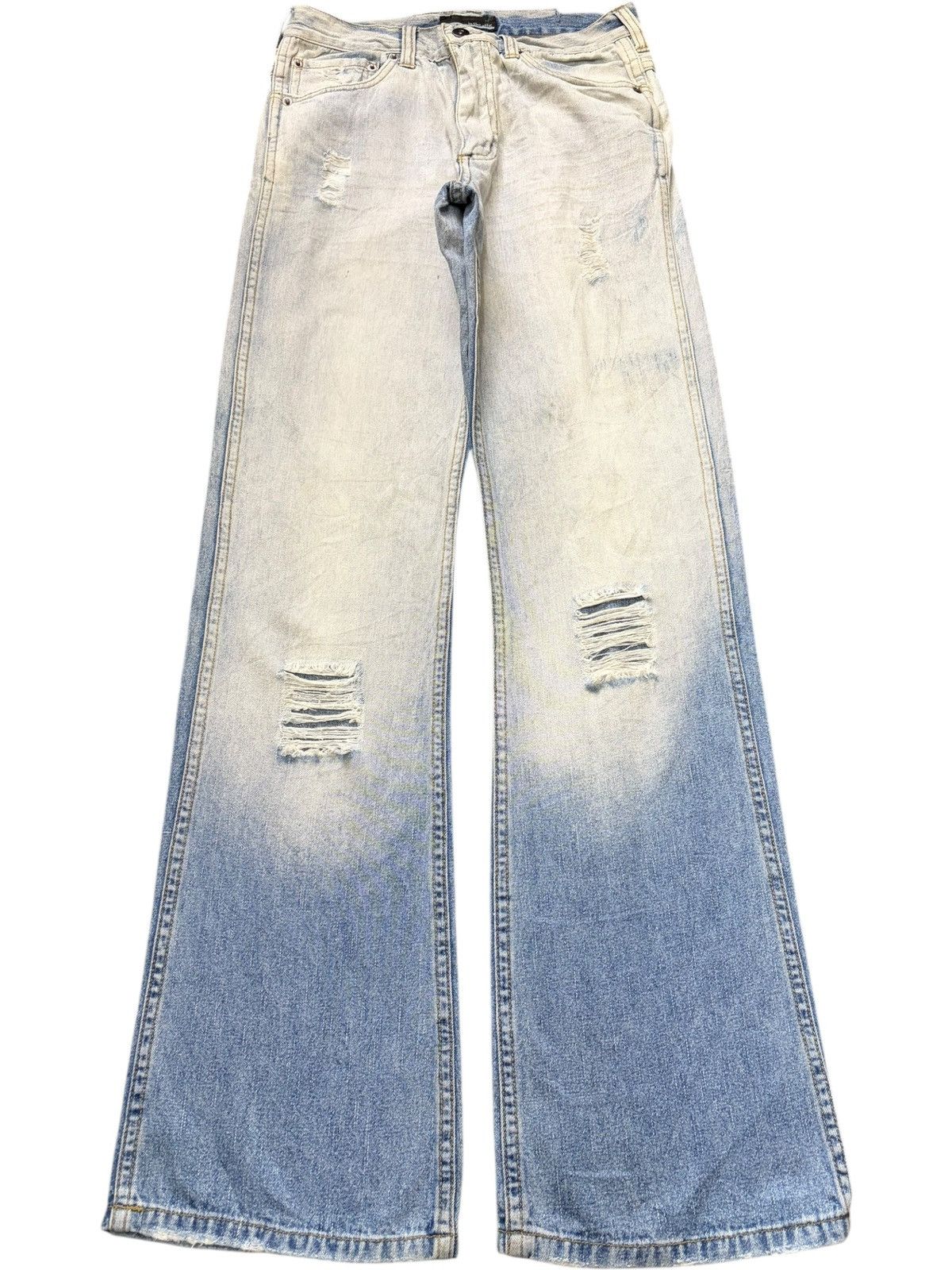 In The Attic Vintage In The Attic Faded Wash Distress Flare Jeans Size 27" / US 4 / IT 40 - 1 Thumbnail
