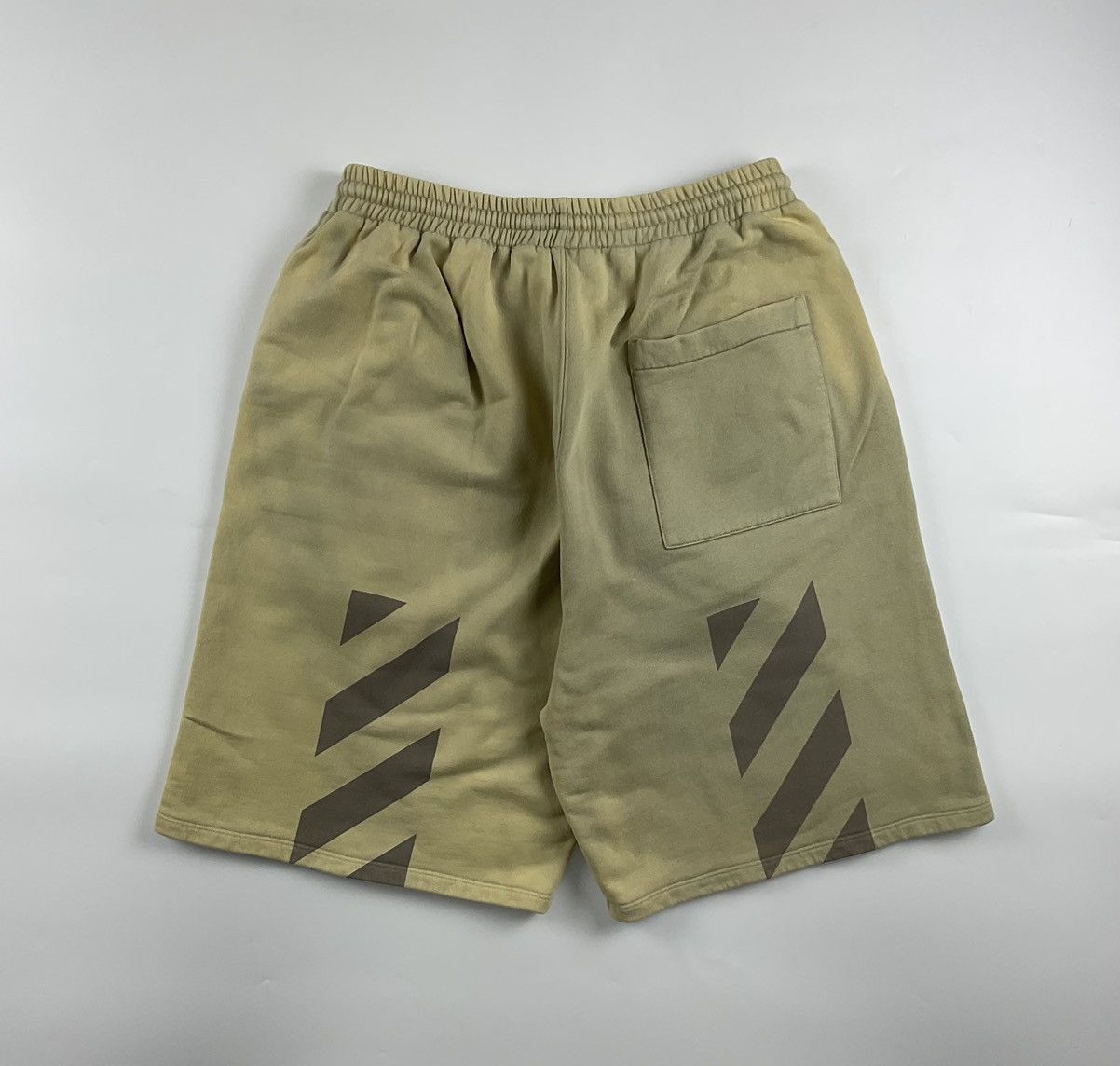 image of Off White Diagonal Sweatshort in Beige, Men's (Size 34)